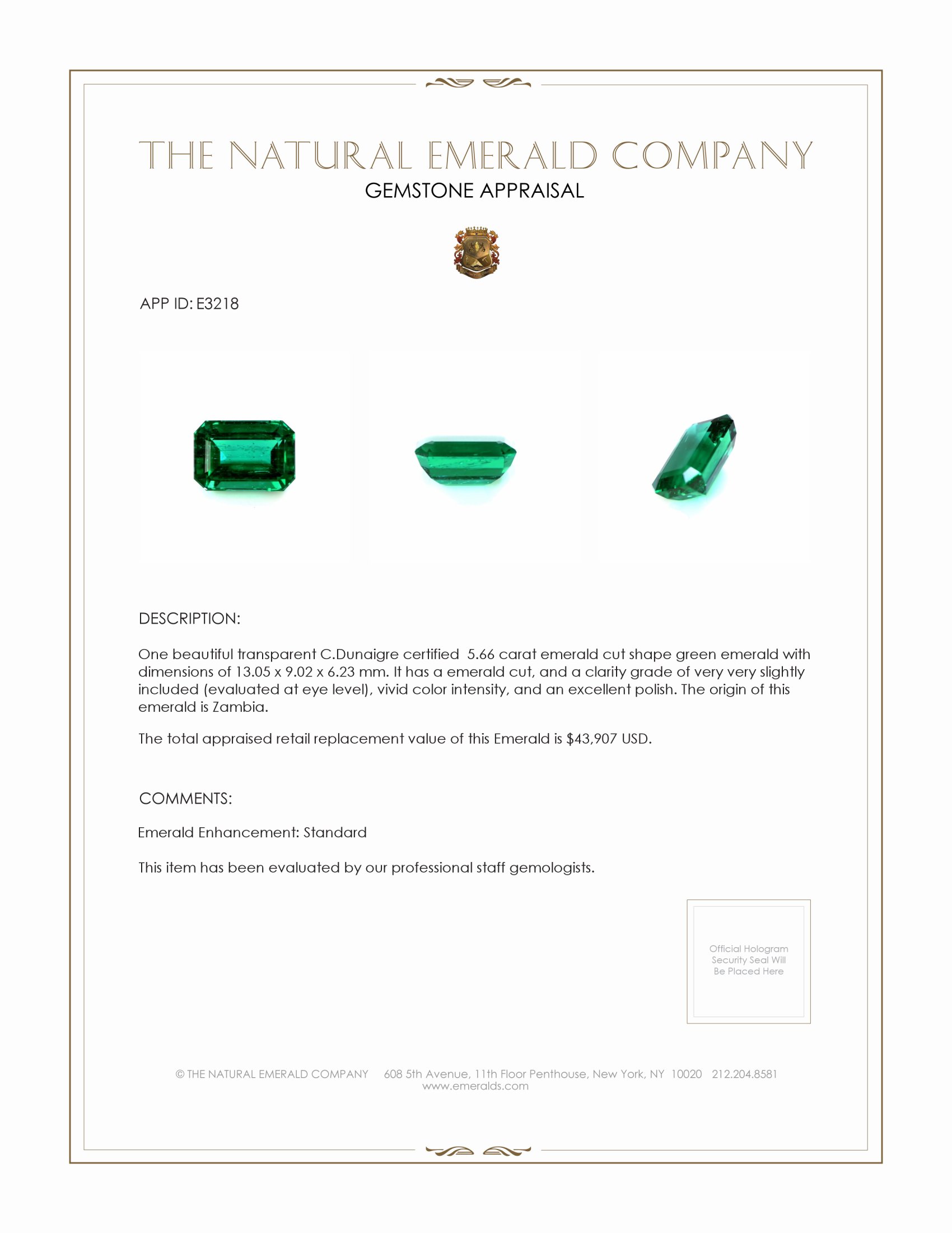 5.66 Ct. Emerald from Zambia