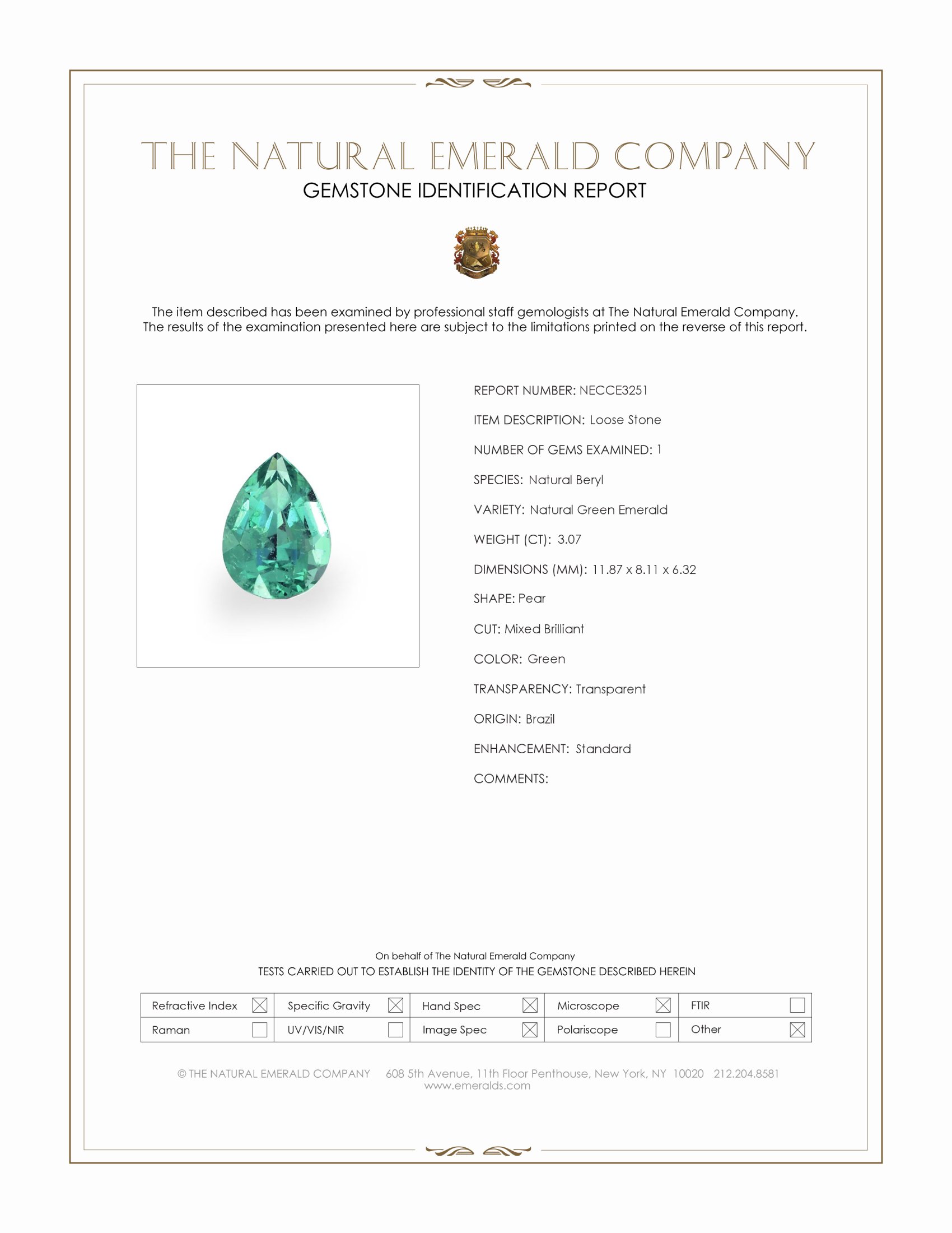 3.07 Ct. Emerald from Brazil