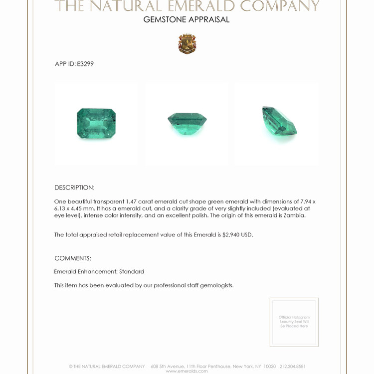 1.47 Ct. Emerald from Zambia