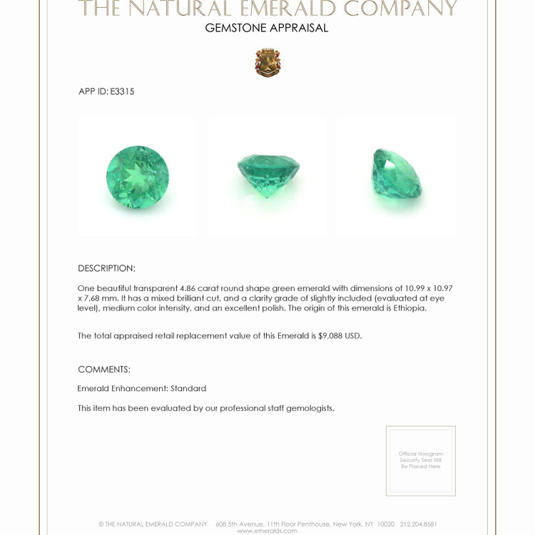 4.86 Ct. Emerald from Ethiopia