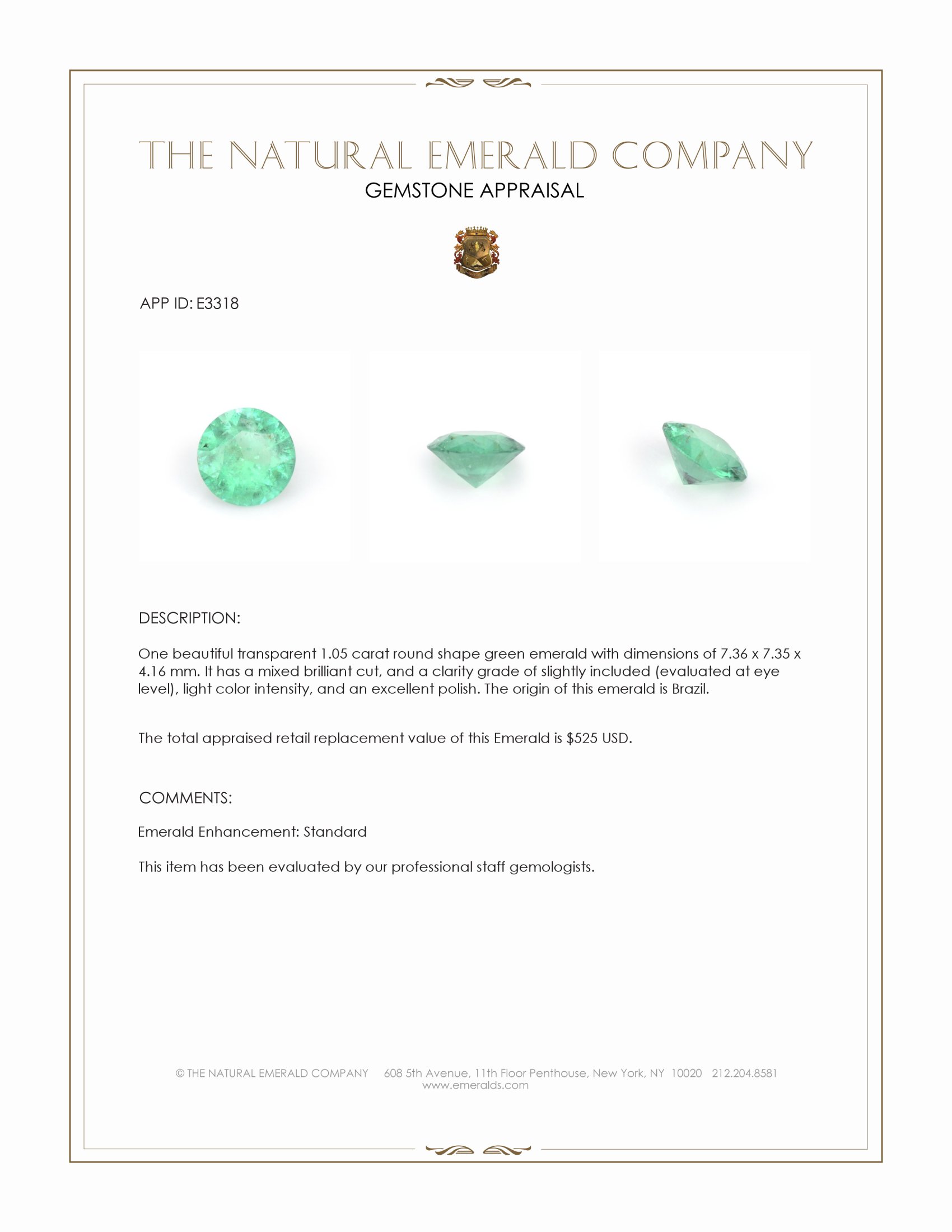 1.05 Ct. Emerald from Brazil