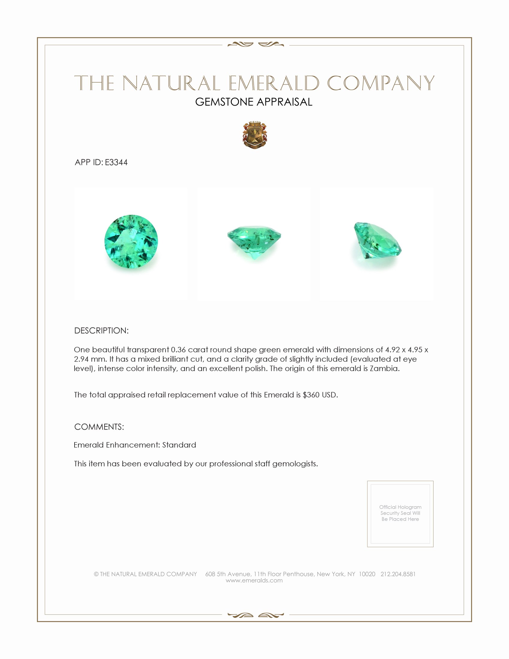 0.36 Ct. Emerald from Zambia