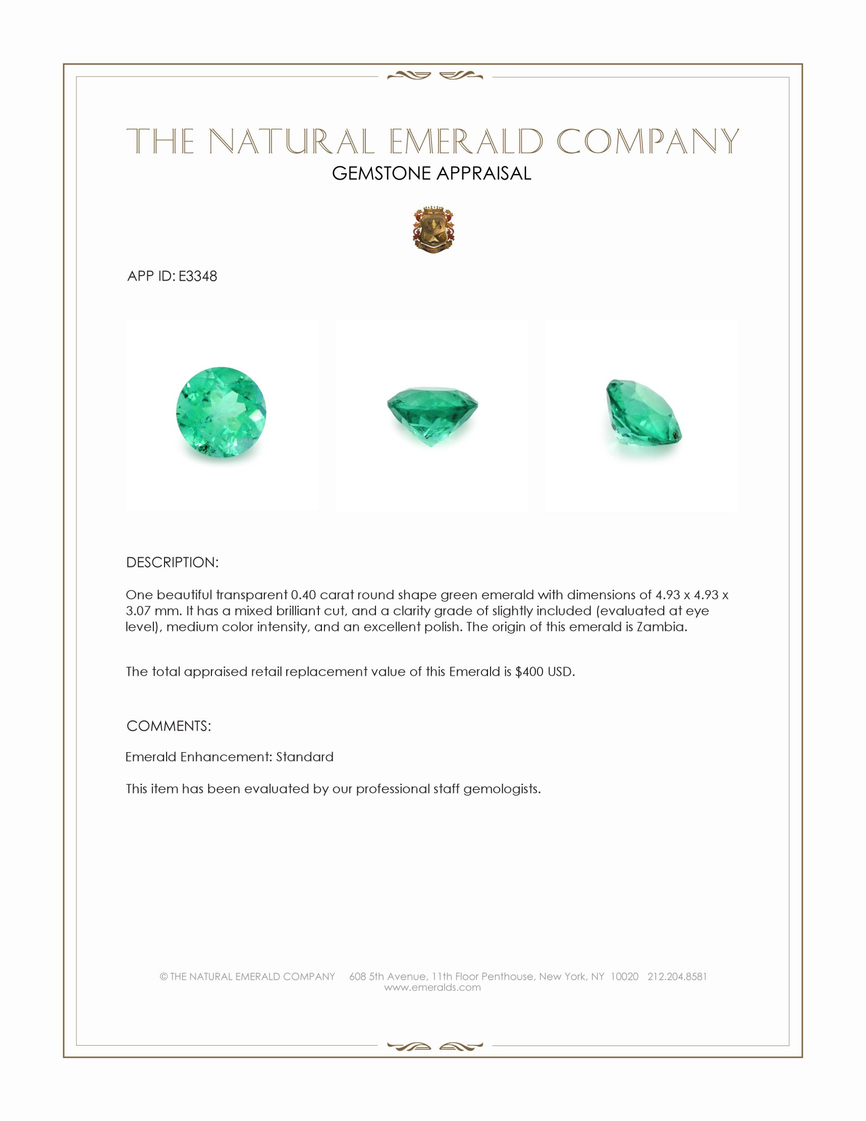 0.40 Ct. Emerald from Zambia