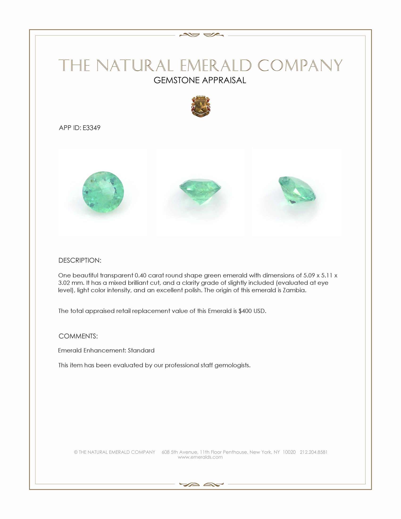 0.40 Ct. Emerald from Zambia