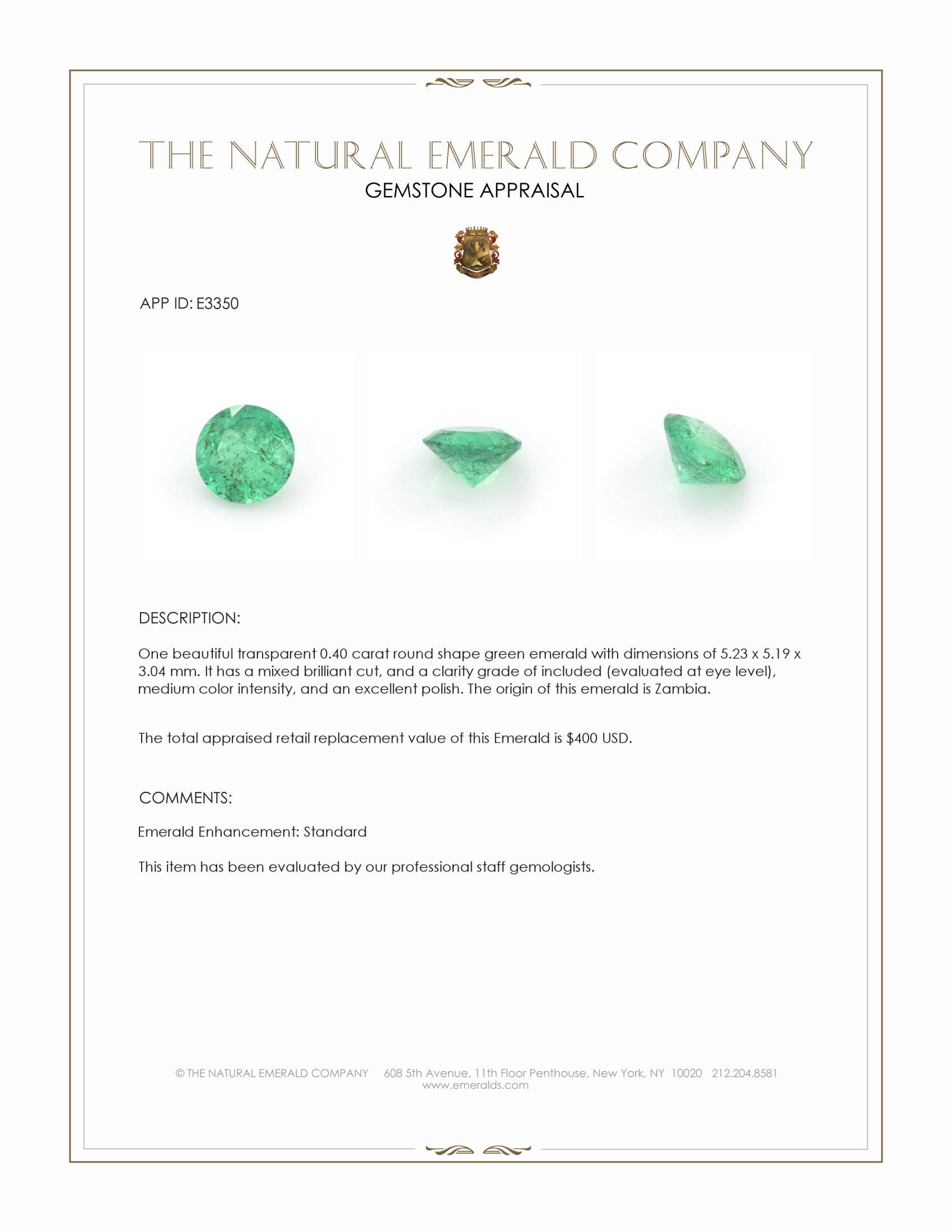 0.40 Ct. Emerald from Zambia