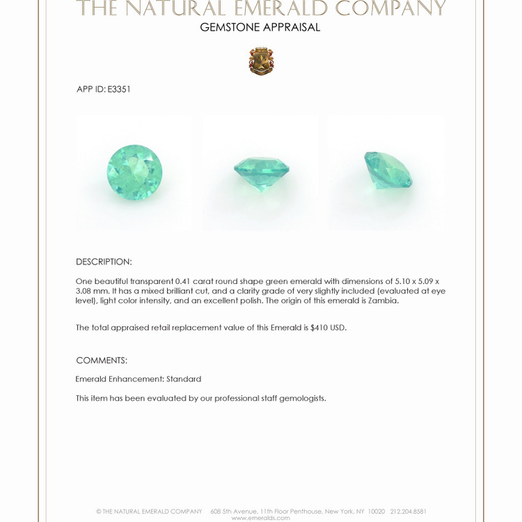 0.41 Ct. Emerald from Zambia