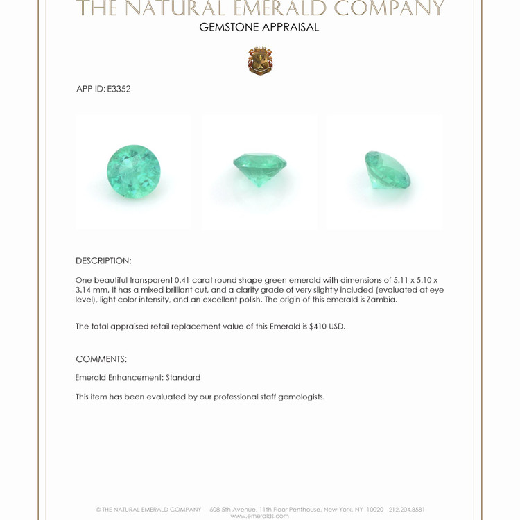 0.41 Ct. Emerald from Zambia