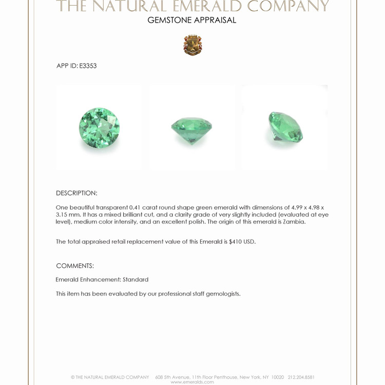 0.41 Ct. Emerald from Zambia