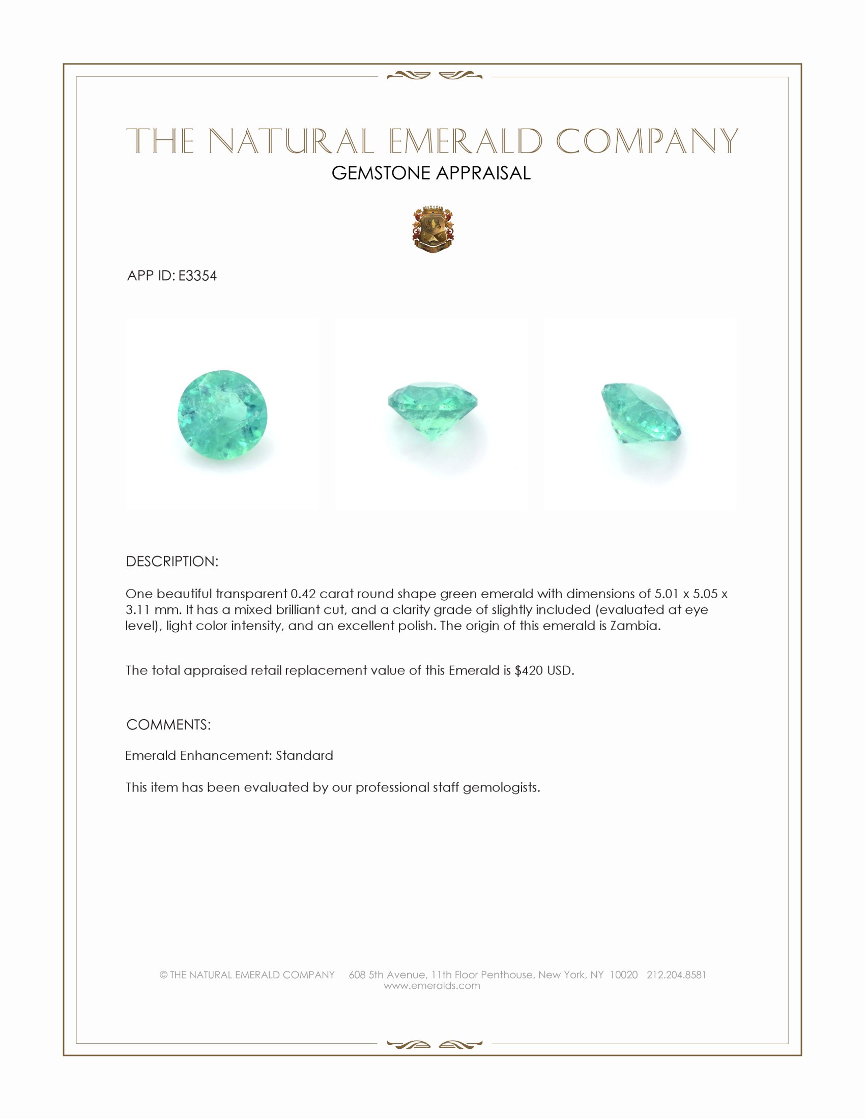 0.42 Ct. Emerald from Zambia