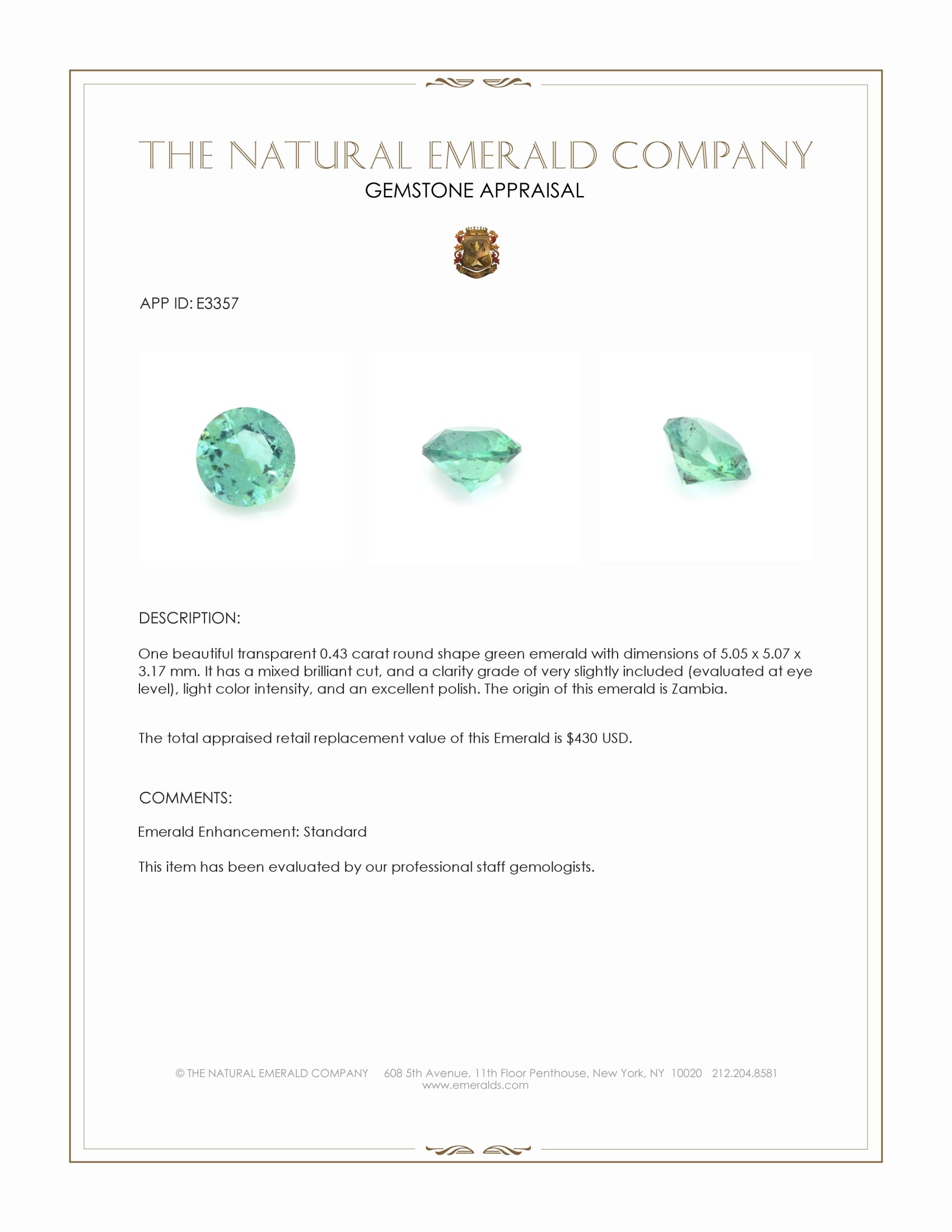 0.43 Ct. Emerald from Zambia