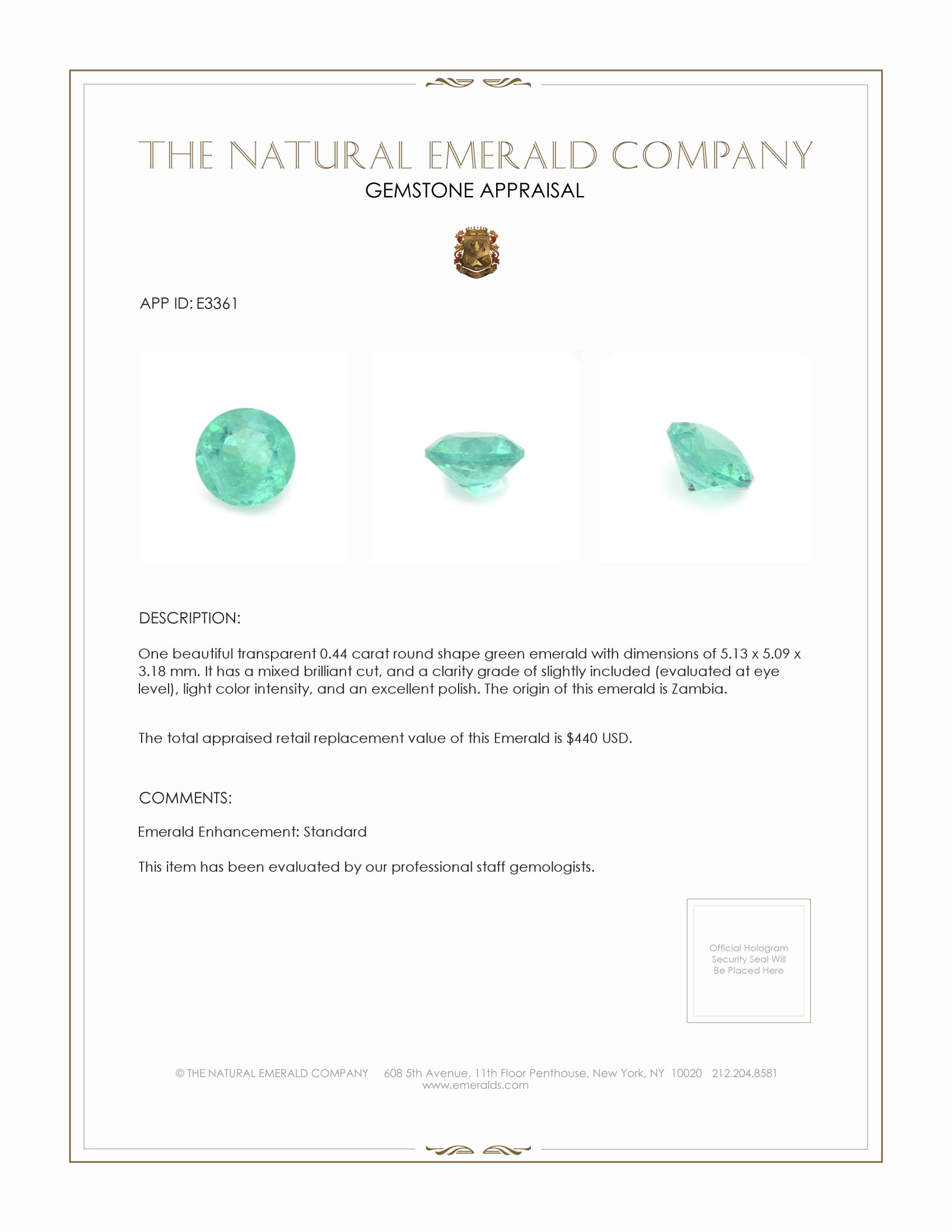 0.44 Ct. Emerald from Zambia