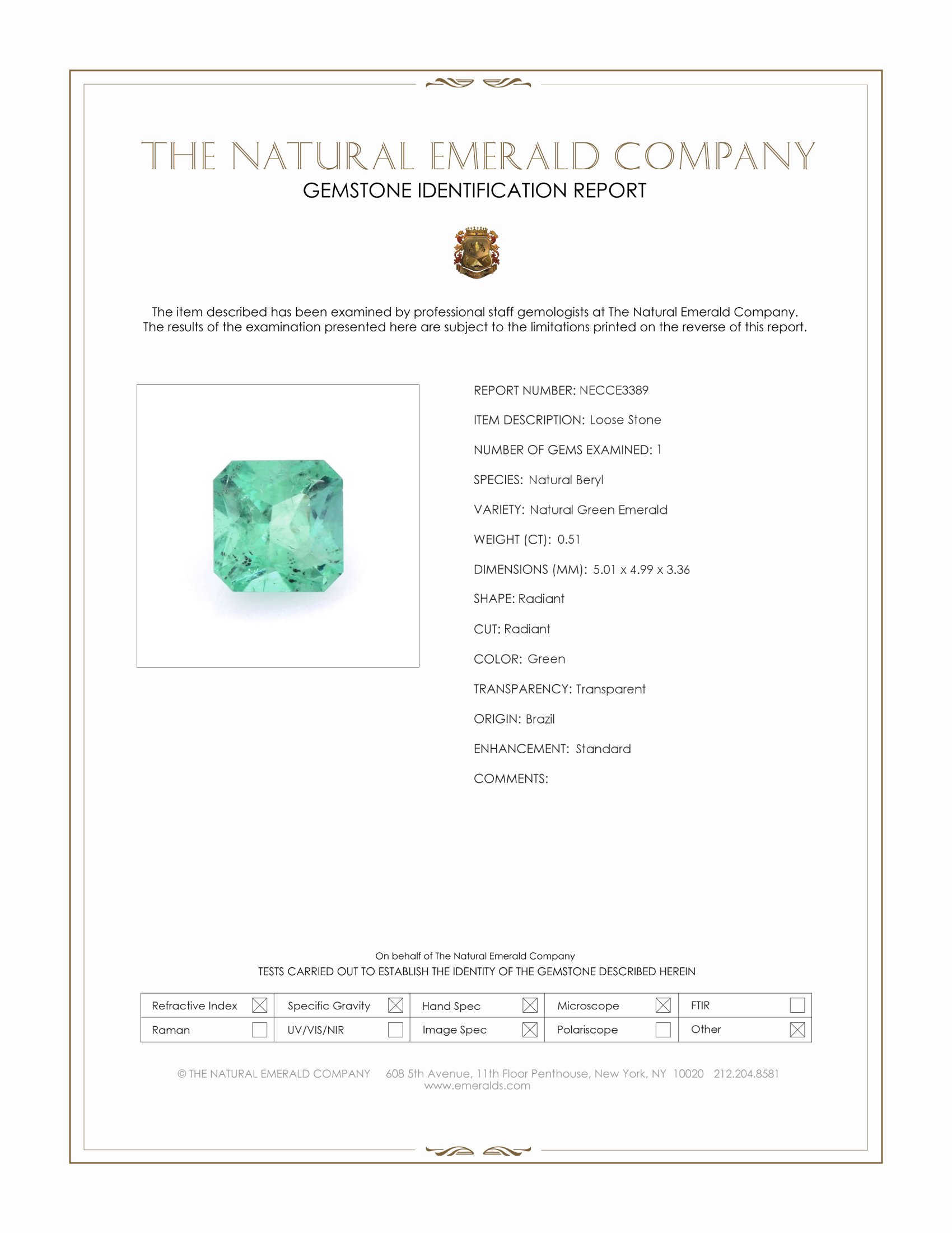 0.51 Ct. Emerald from Brazil