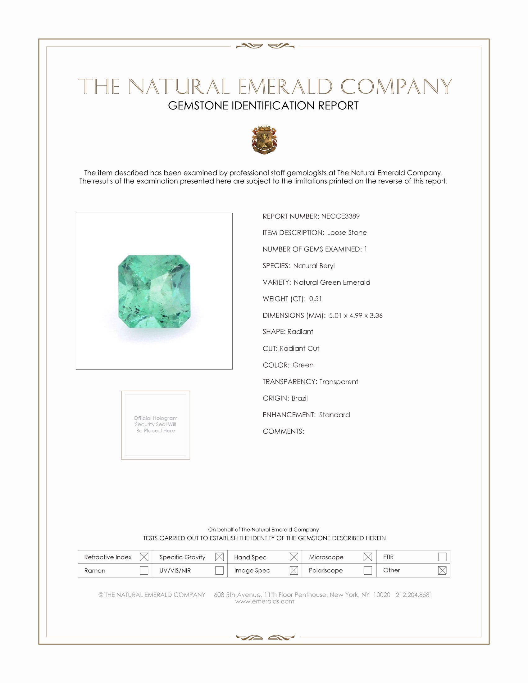 0.51 Ct. Emerald from Brazil