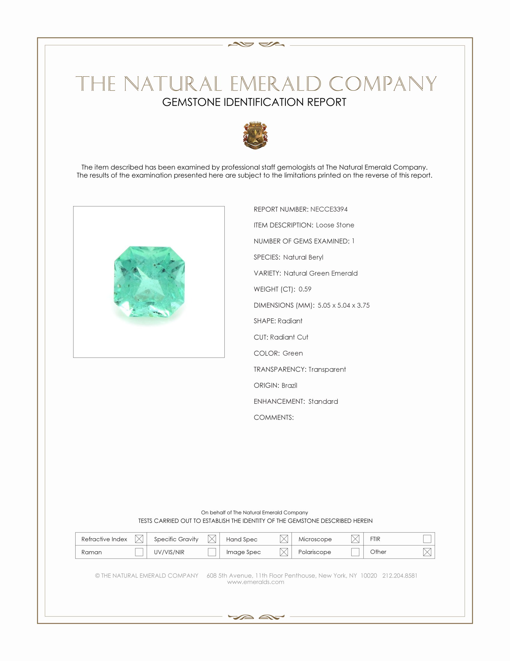0.59 Ct. Emerald from Brazil
