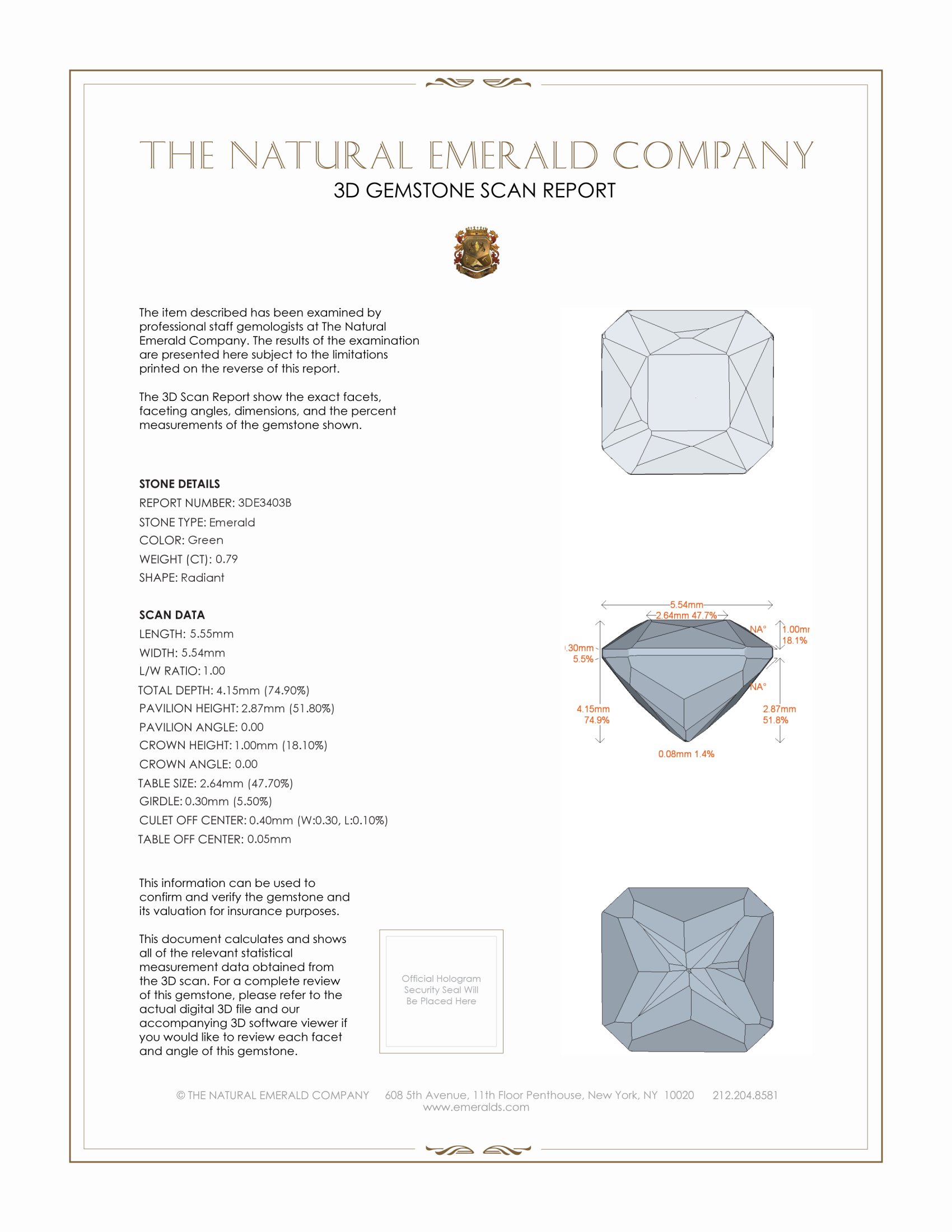 0.79 Ct. Emerald 来自 巴西