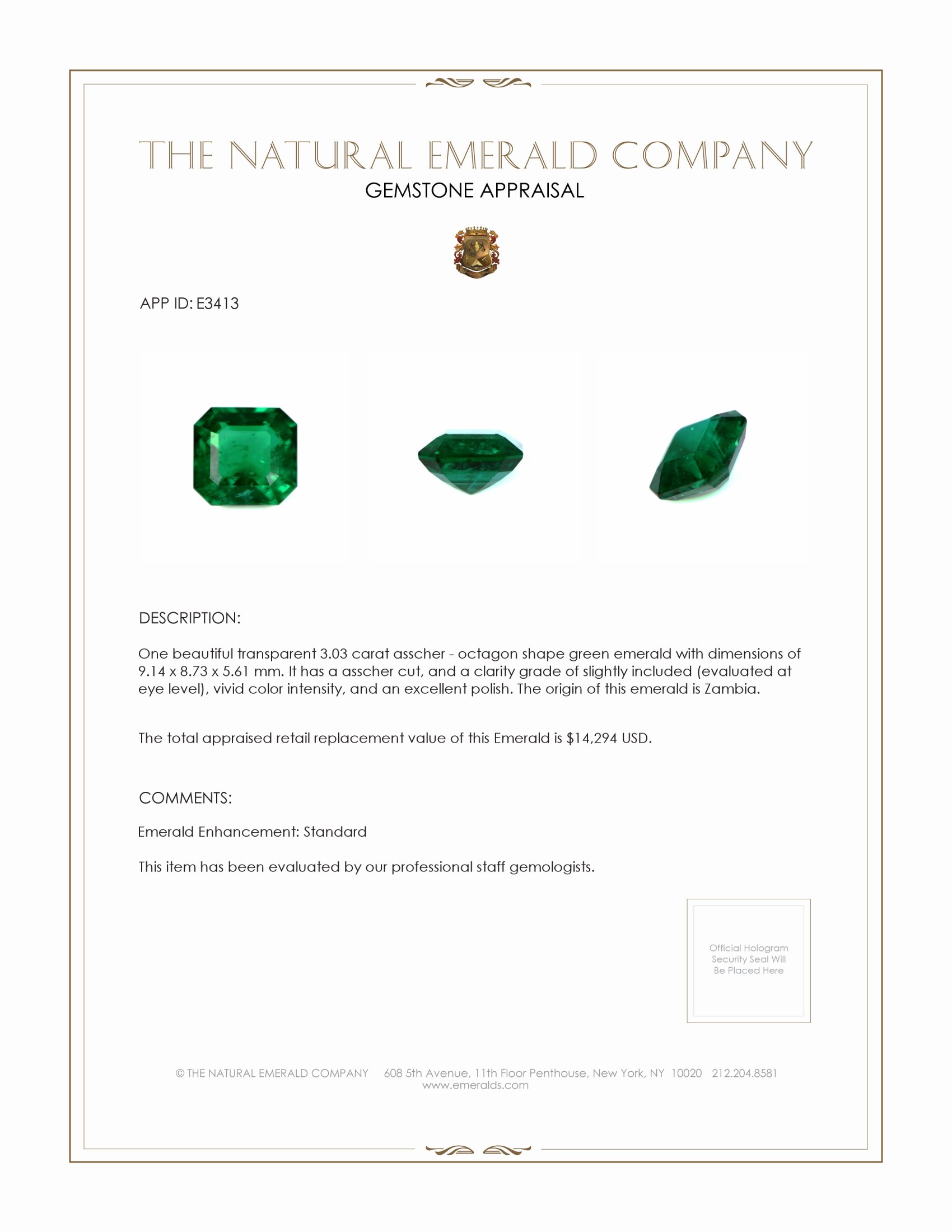 3.03 Ct. Emerald from Zambia