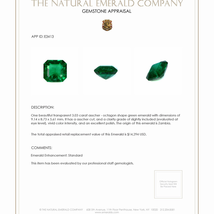 3.03 Ct. Emerald from Zambia