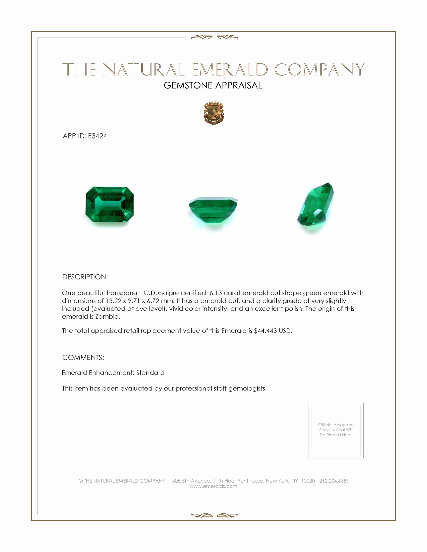 6.03 Ct. Emerald from Zambia