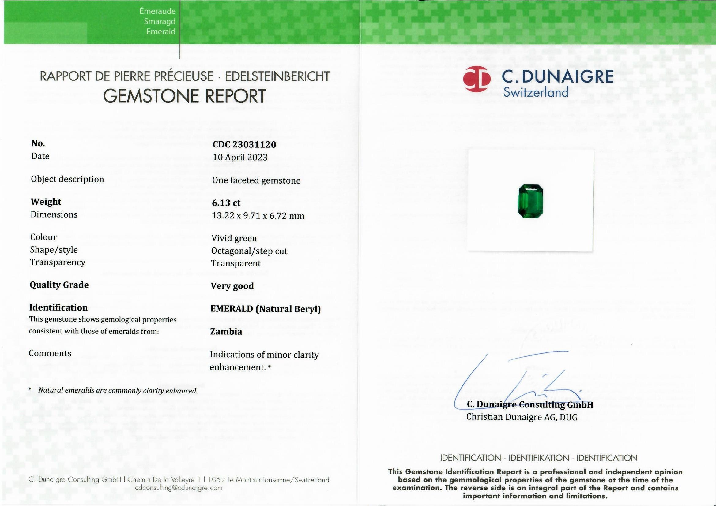 6.13 Ct. Emerald from Zambia