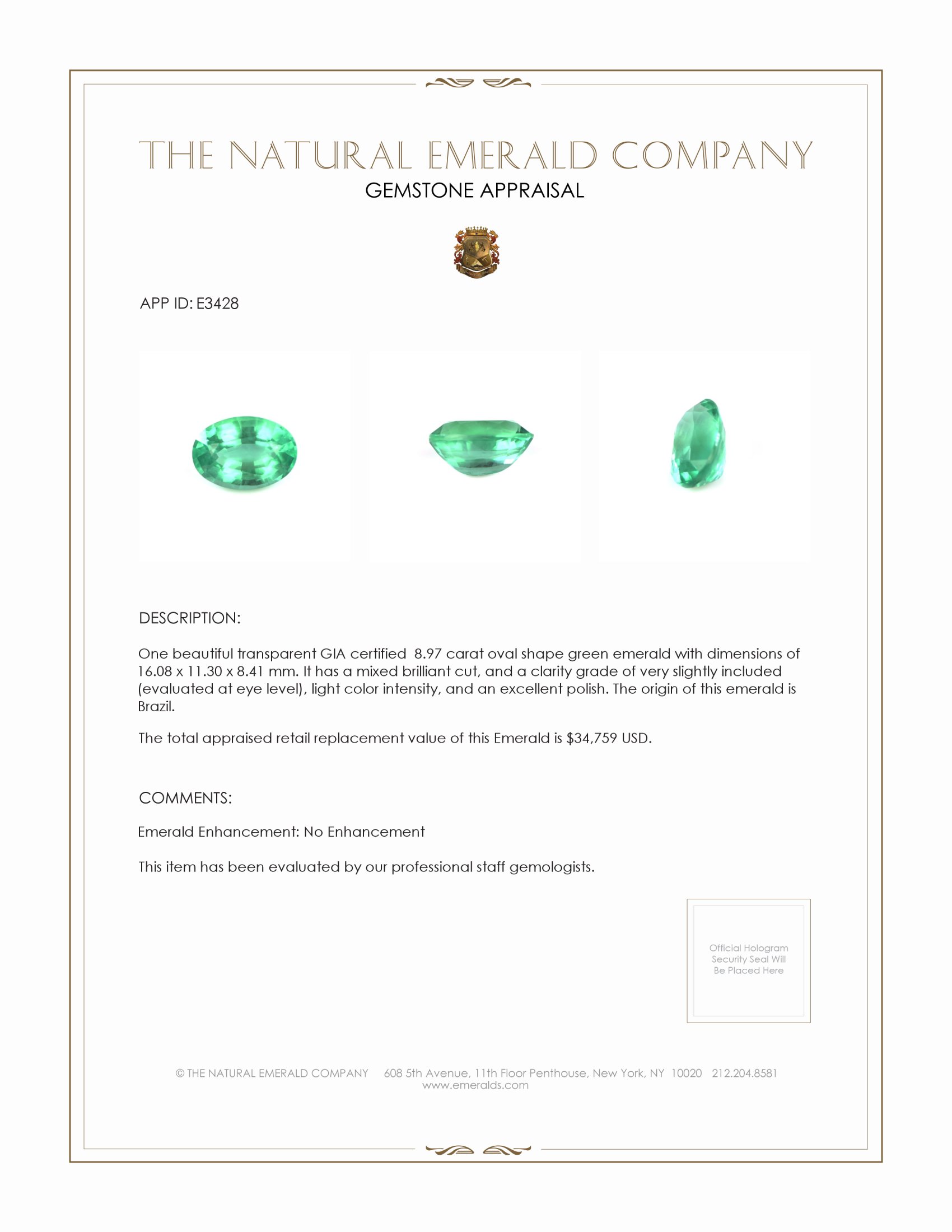 8.97 Ct. Emerald from Brazil