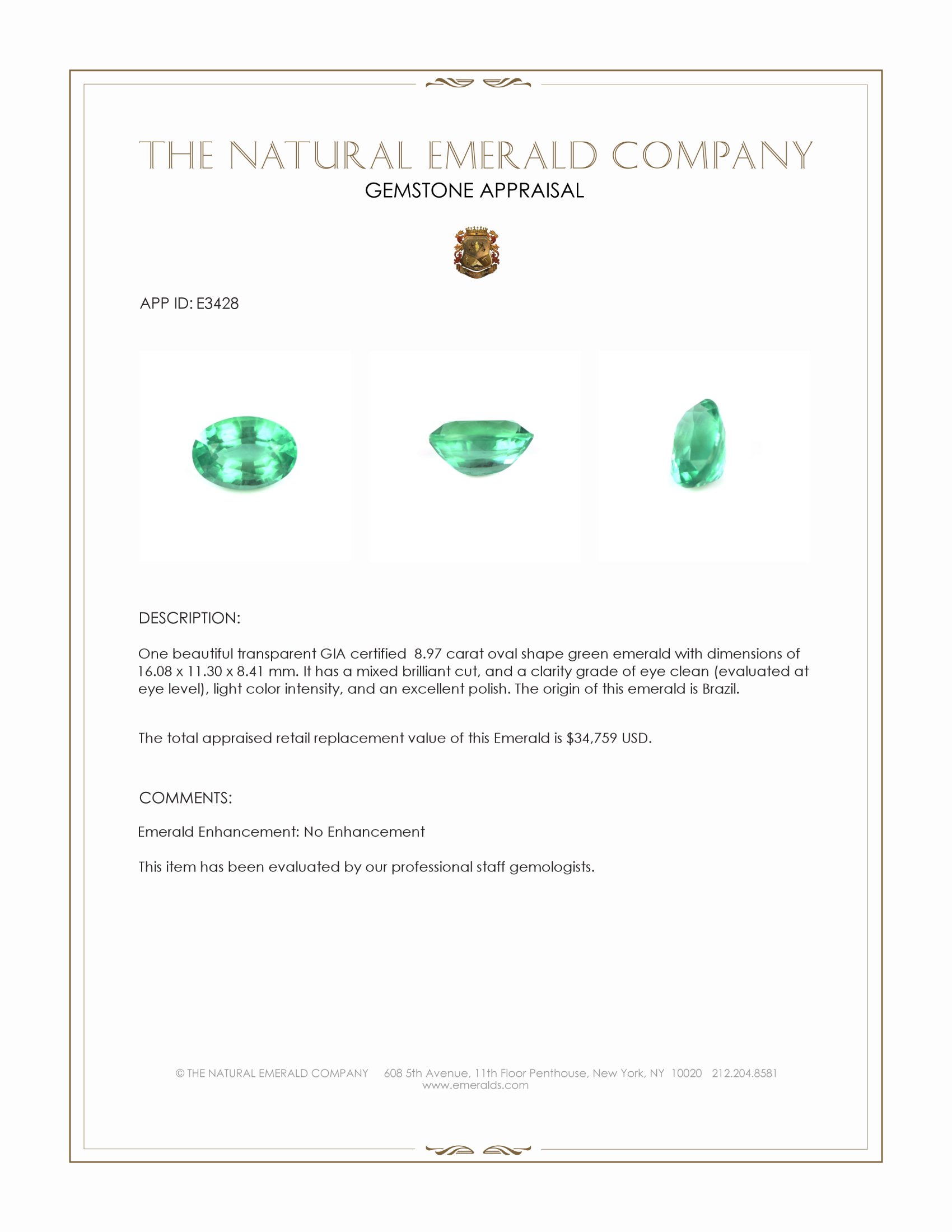 8.97 Ct. Emerald from Brazil