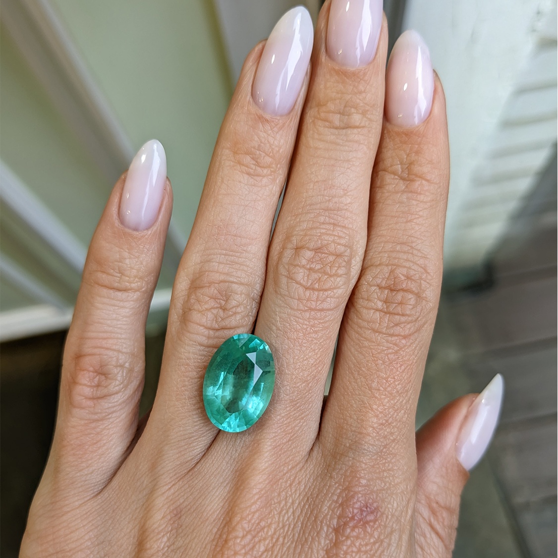 Beautiful oval shape Emerald natural outlets cab oval fine deep color AA quality loose gemstone 5.65 carat hand polished gemstone