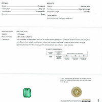 1.78 Ct. Emerald from Colombia Scan Report