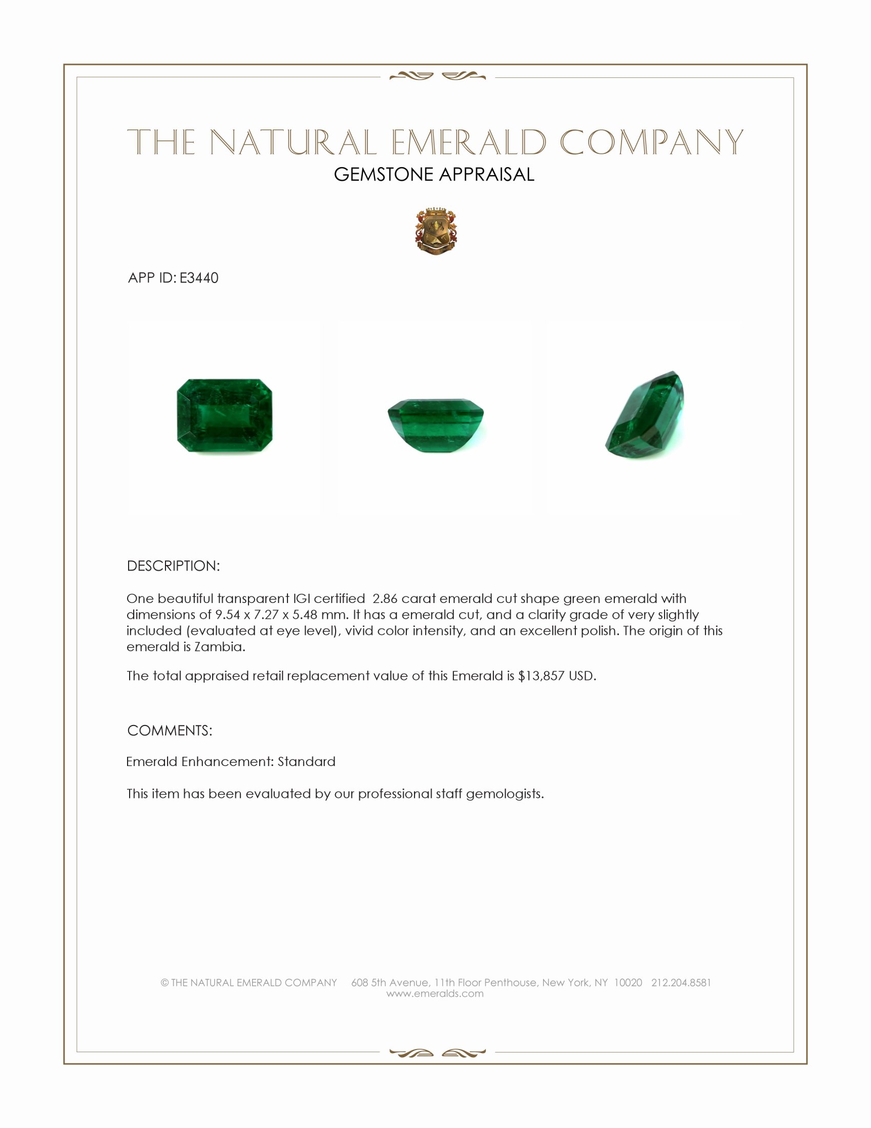 2.86 Ct. Emerald from Zambia