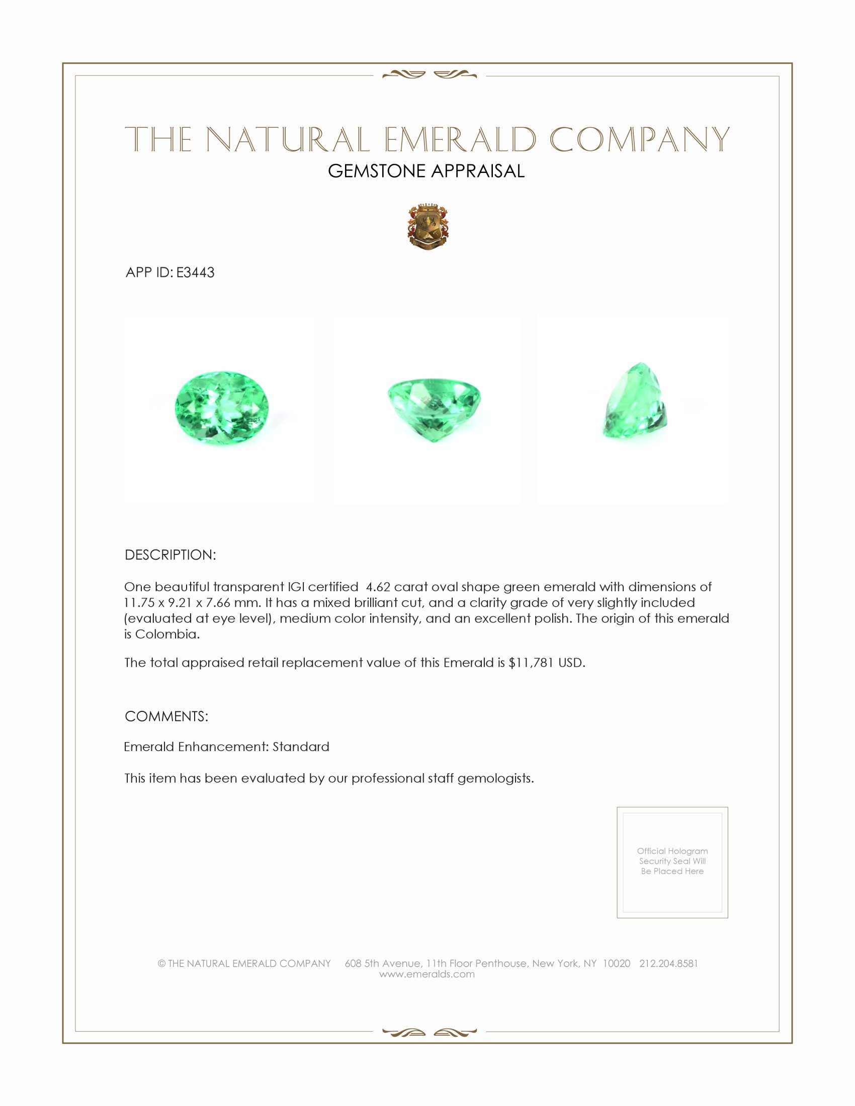 4.62 Ct. Emerald from Colombia
