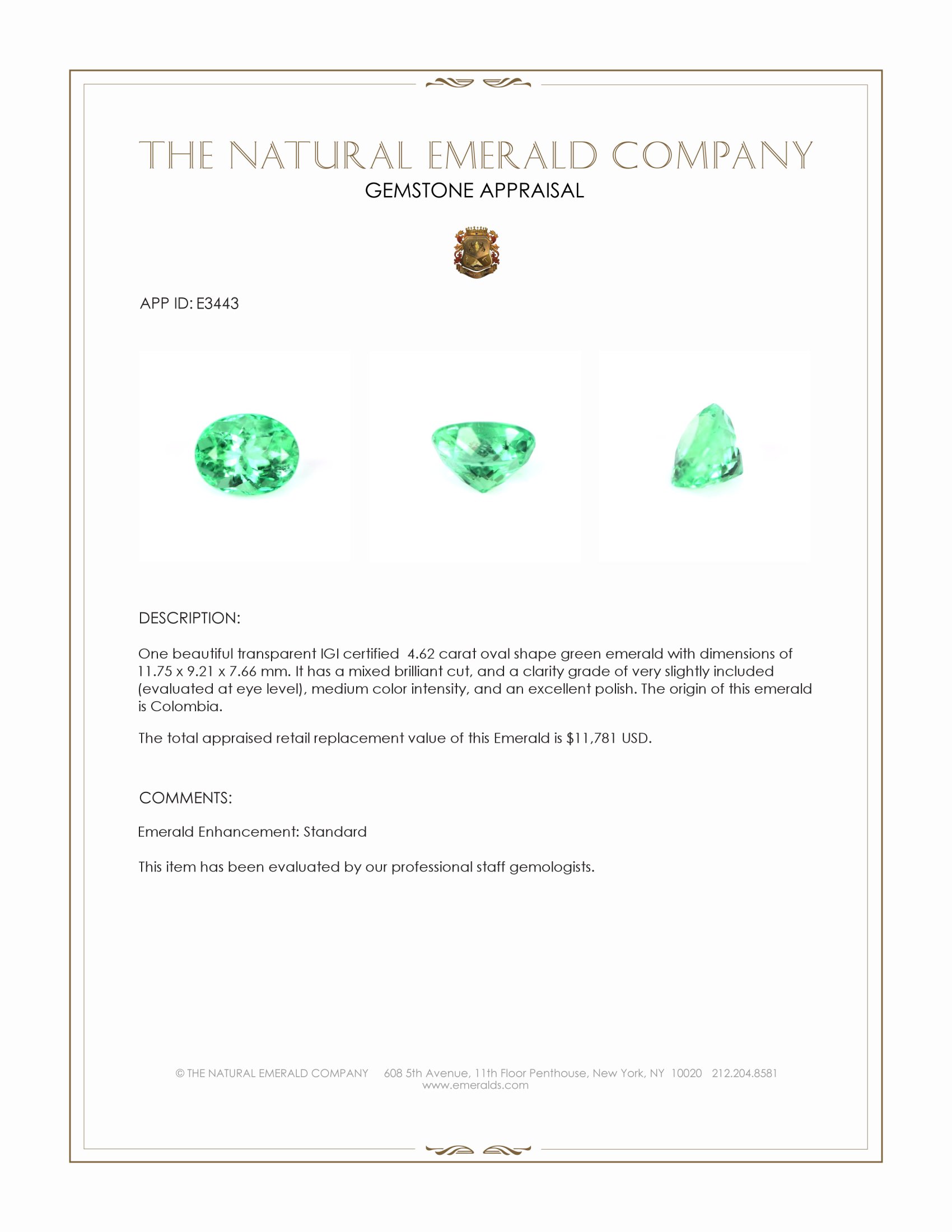 4.62 Ct. Emerald from Colombia