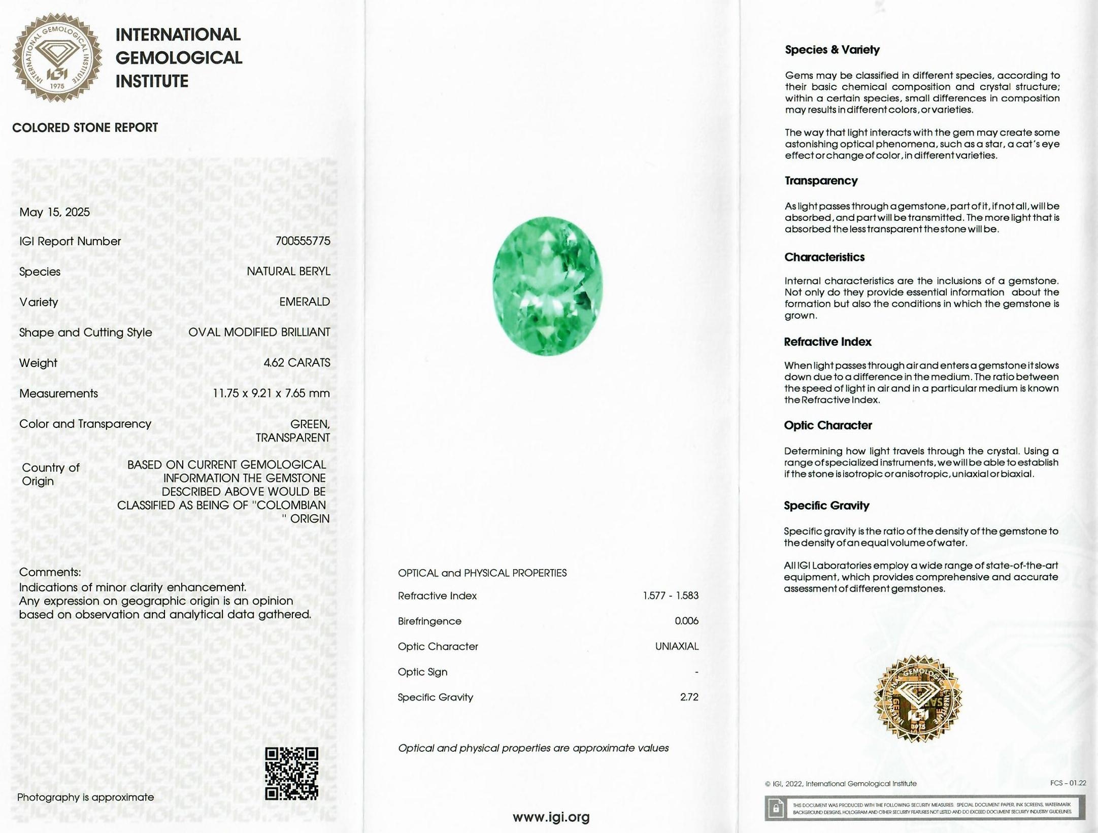 4.62 Ct. Emerald from Colombia