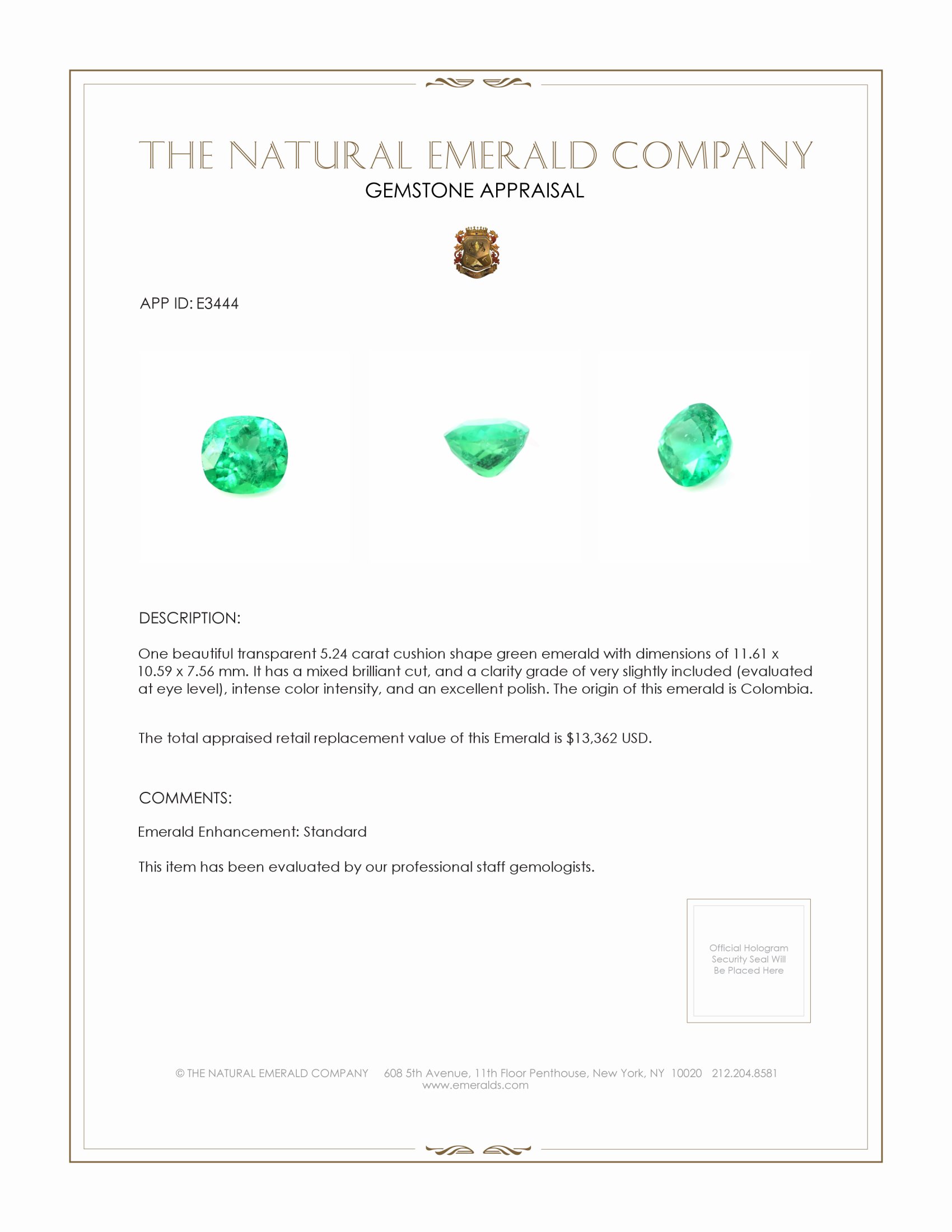 5.24 Ct. Emerald from Colombia