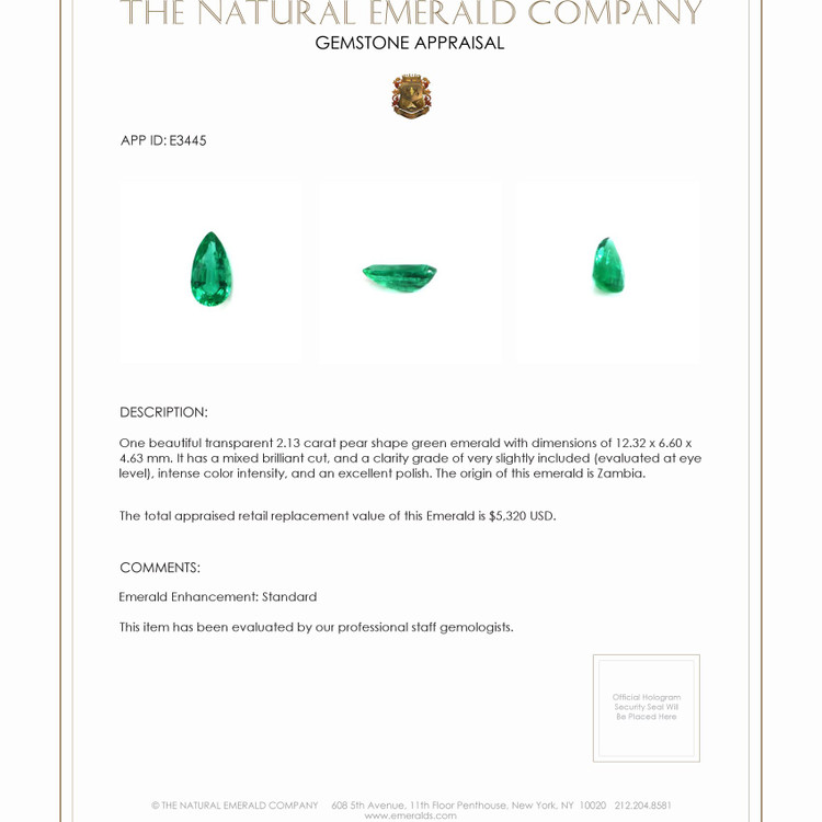 2.13 Ct. Emerald from Zambia