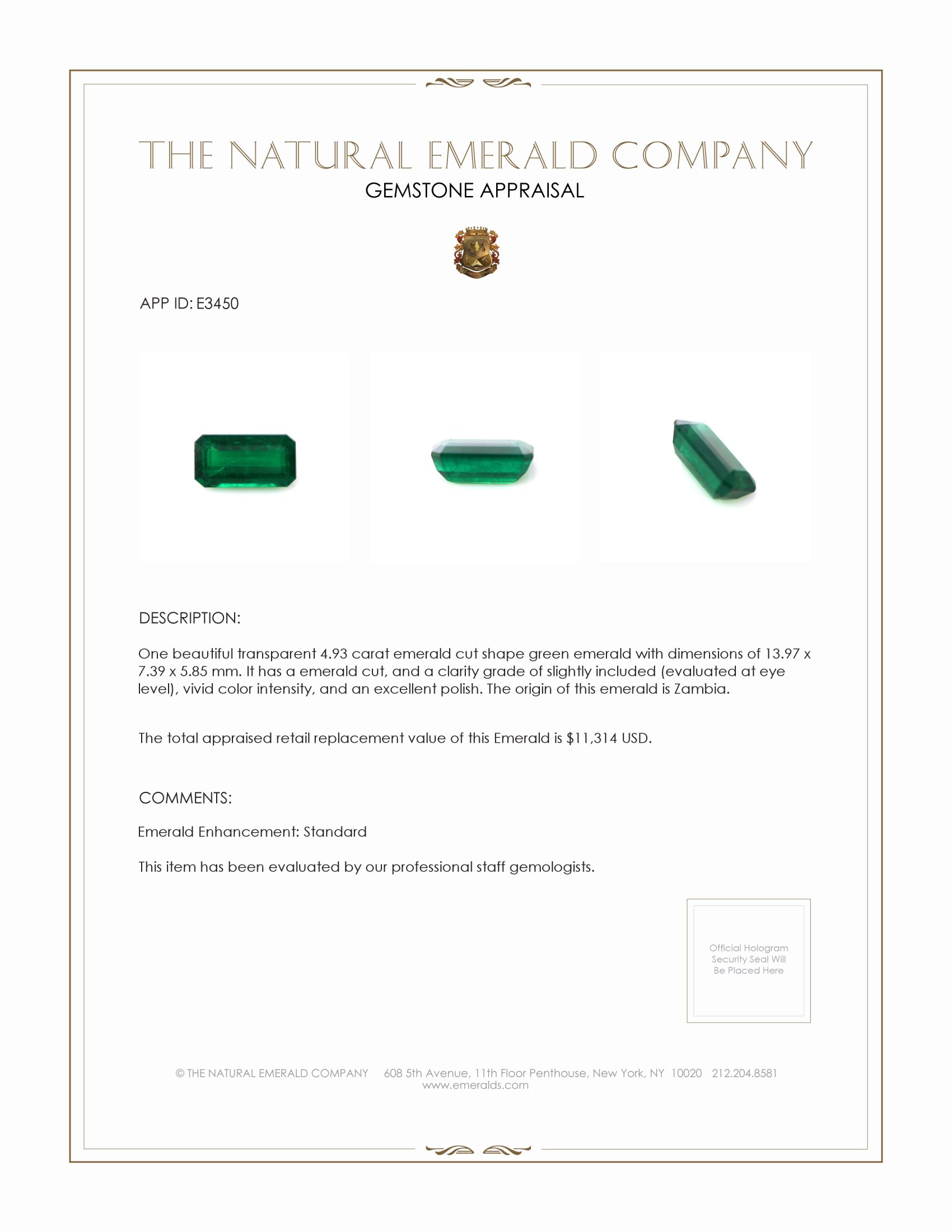 4.93 Ct. Emerald from Zambia