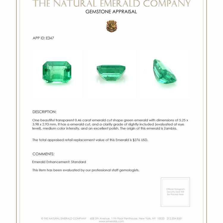 0.46 Ct. Emerald from Zambia