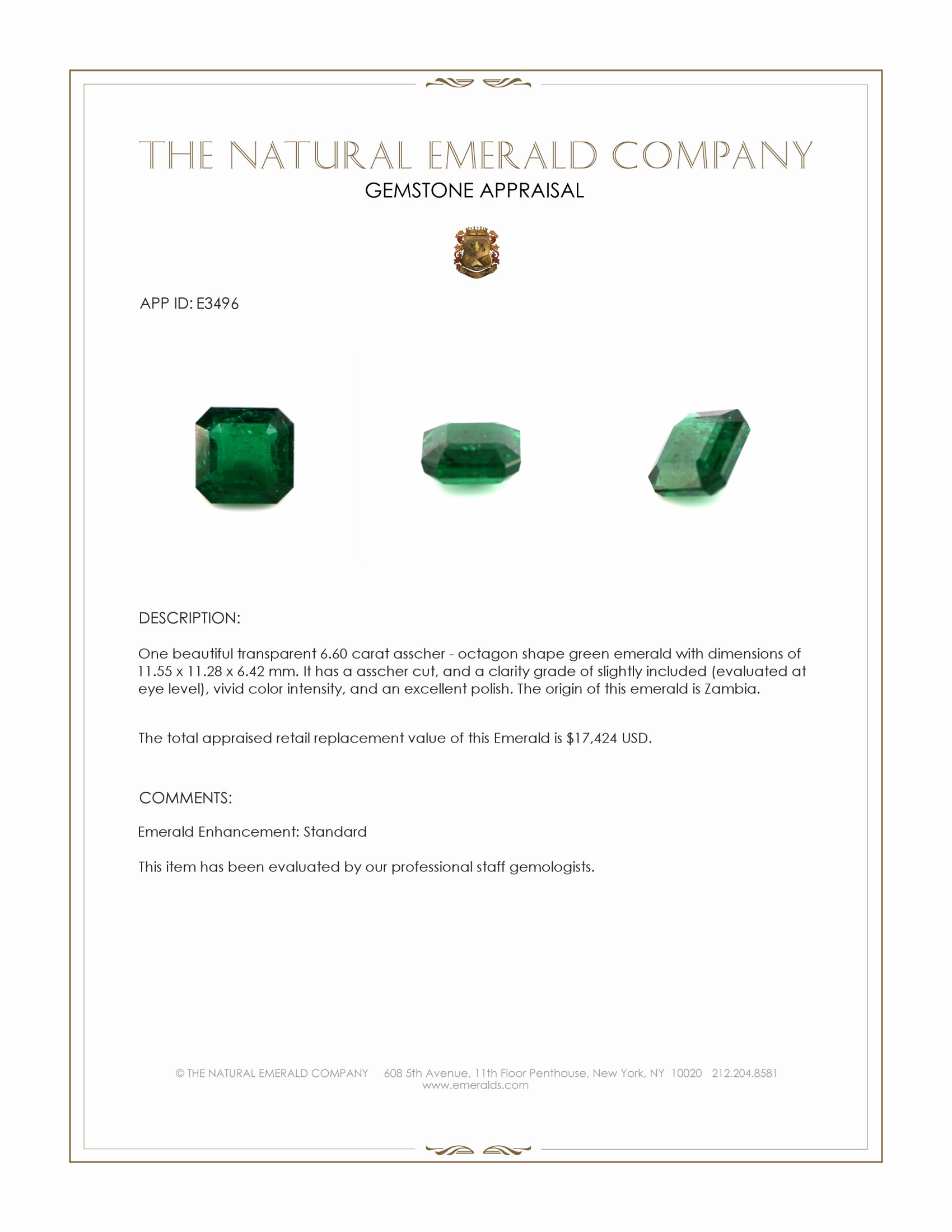 6.60 Ct. Emerald from Zambia