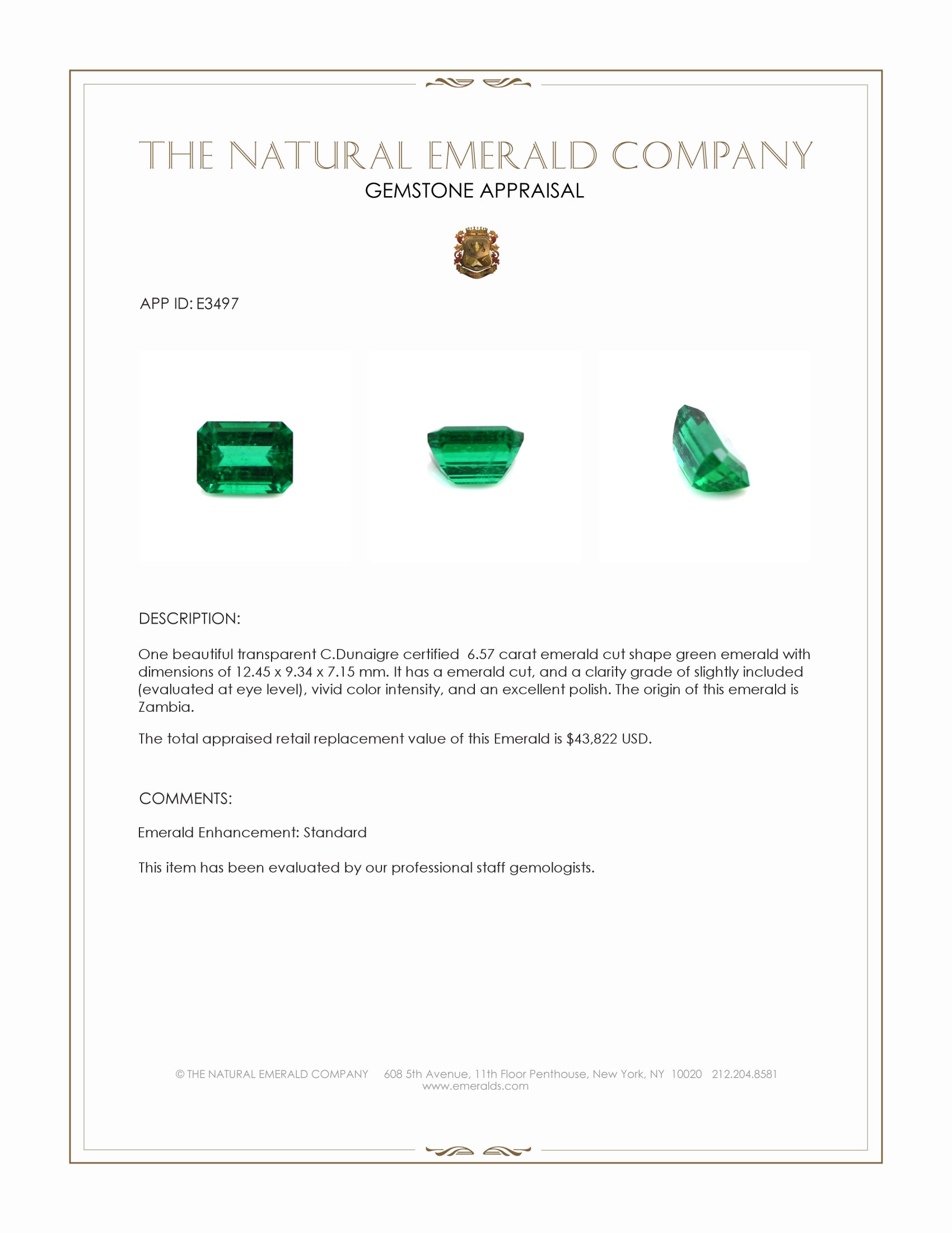 6.57 Ct. Emerald from Zambia