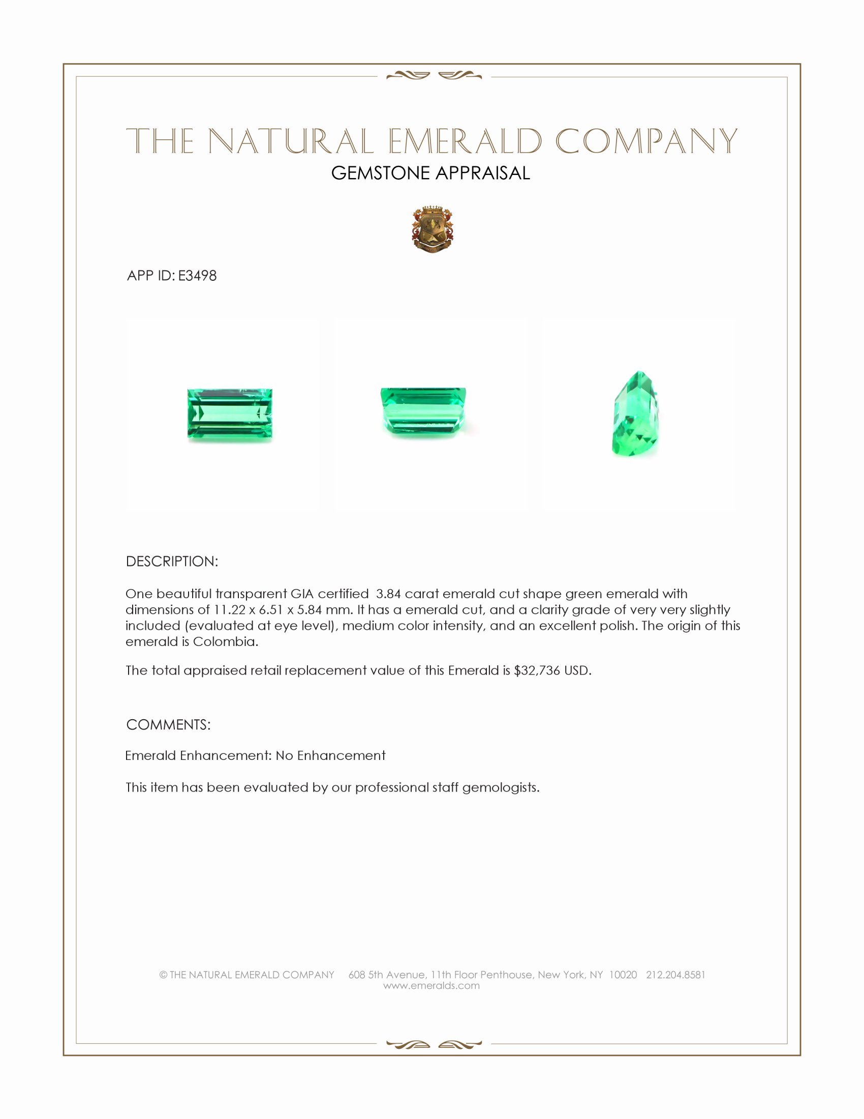 3.84 Ct. Emerald from Colombia