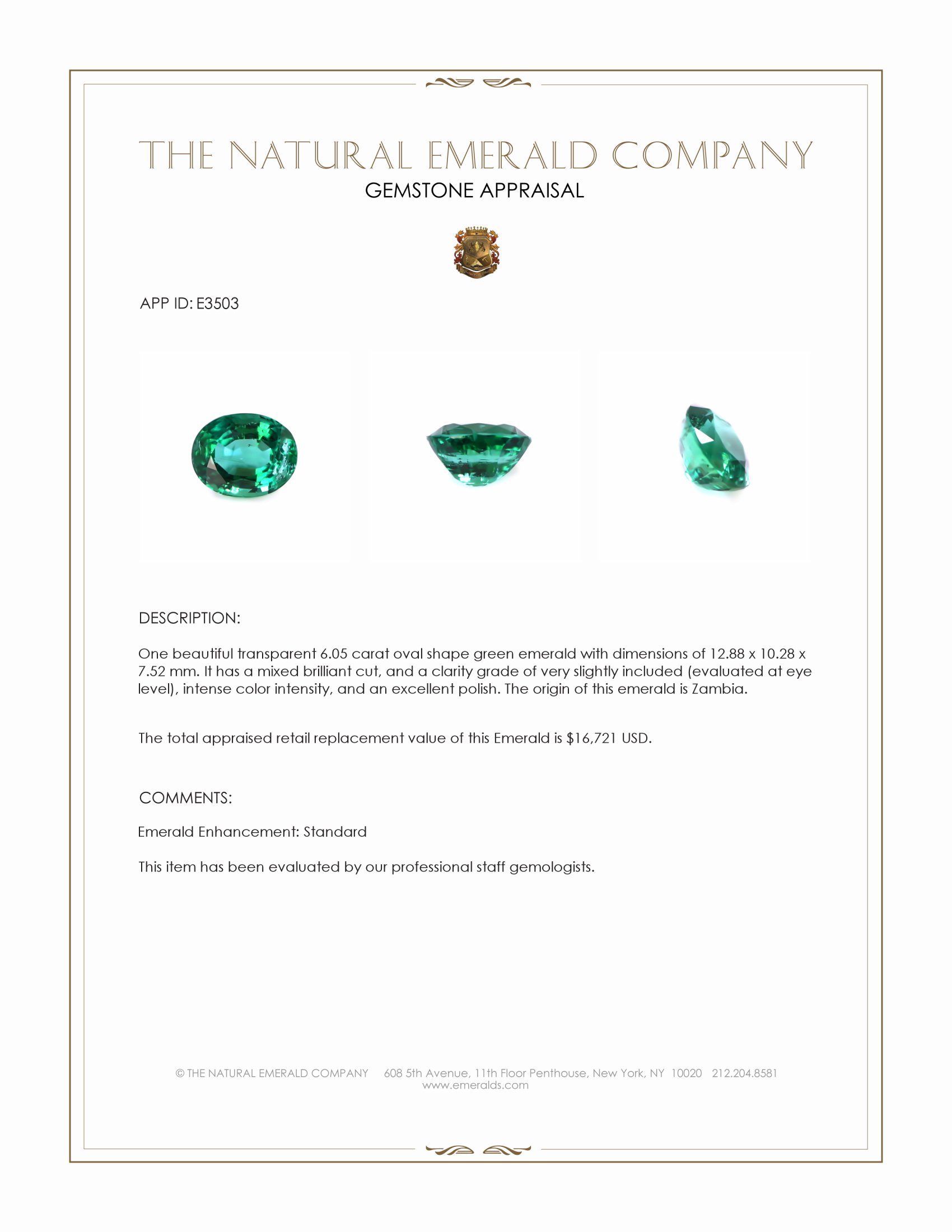 6.05 Ct. Emerald from Zambia