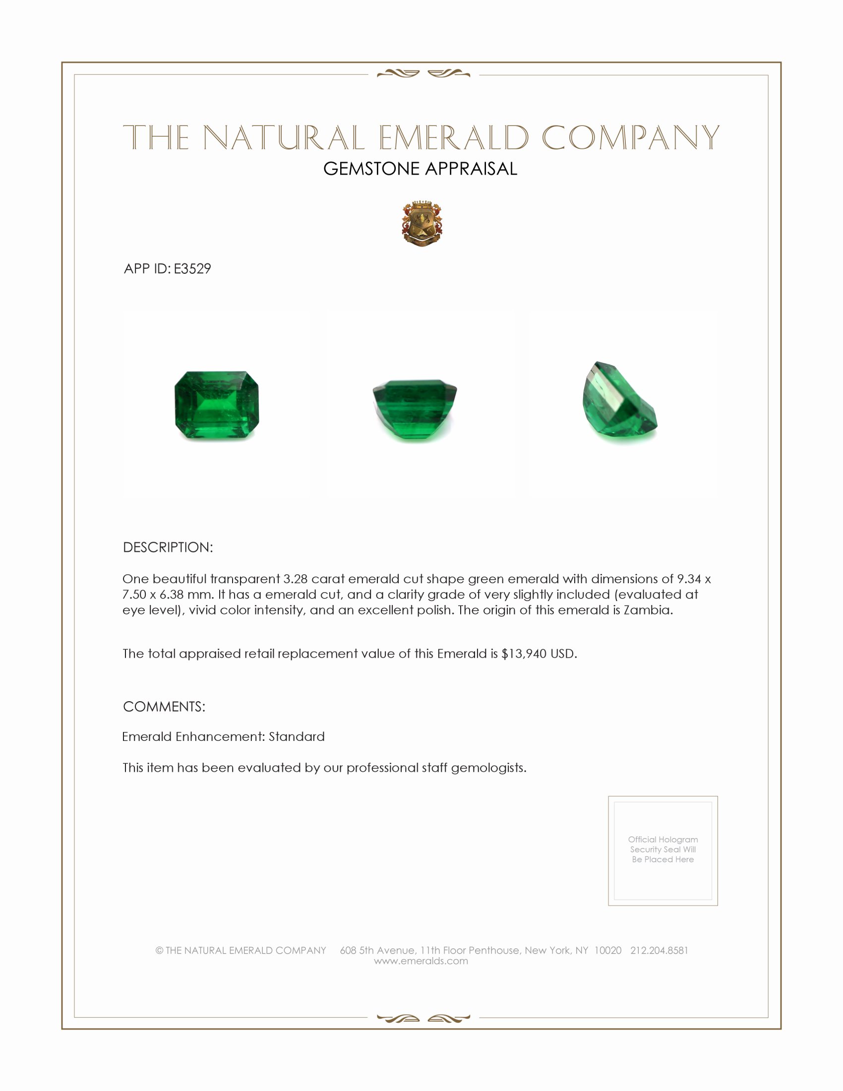 3.28 Ct. Emerald from Zambia