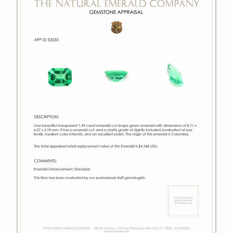 1.49 Ct. Emerald from Colombia