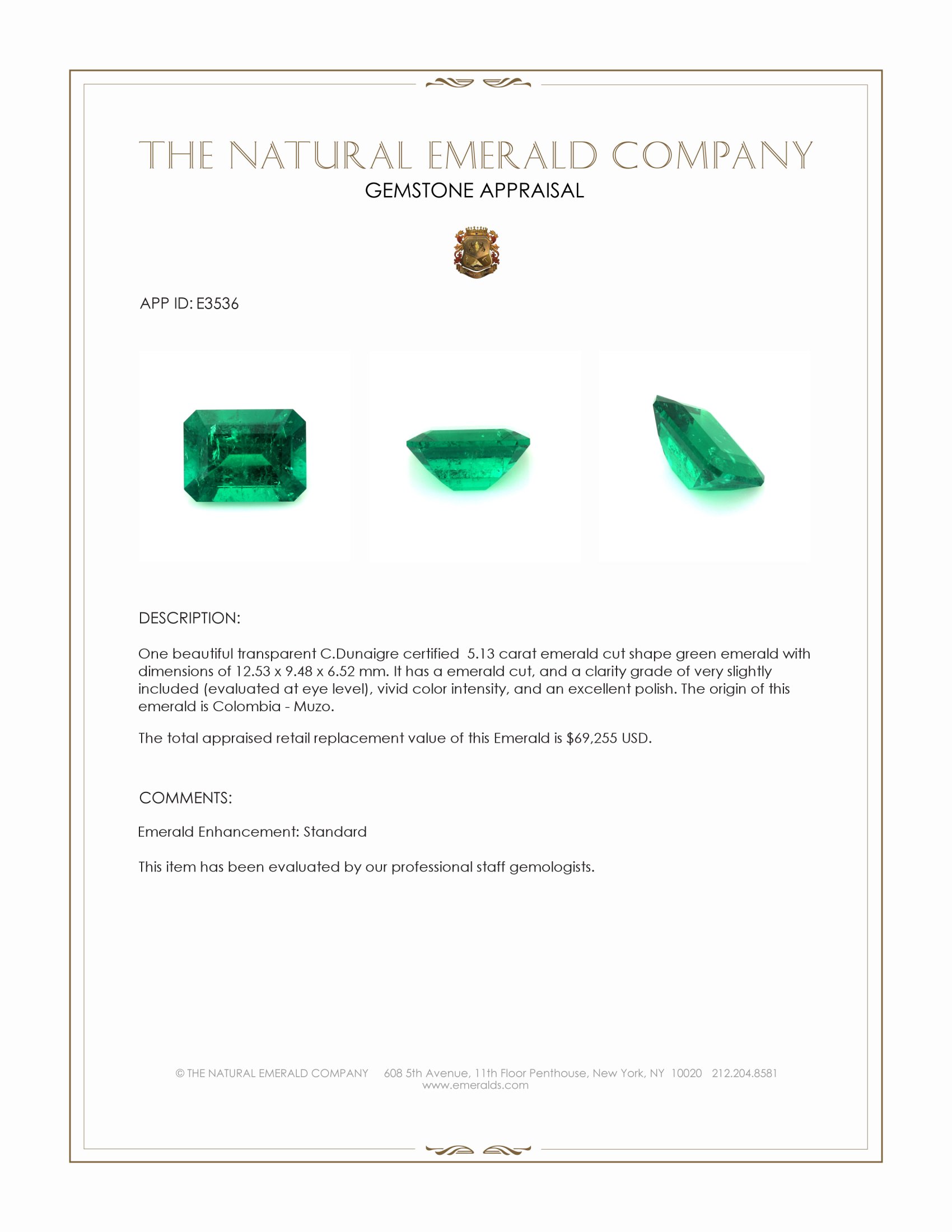 5.13 Ct. Emerald from Colombia - Muzo
