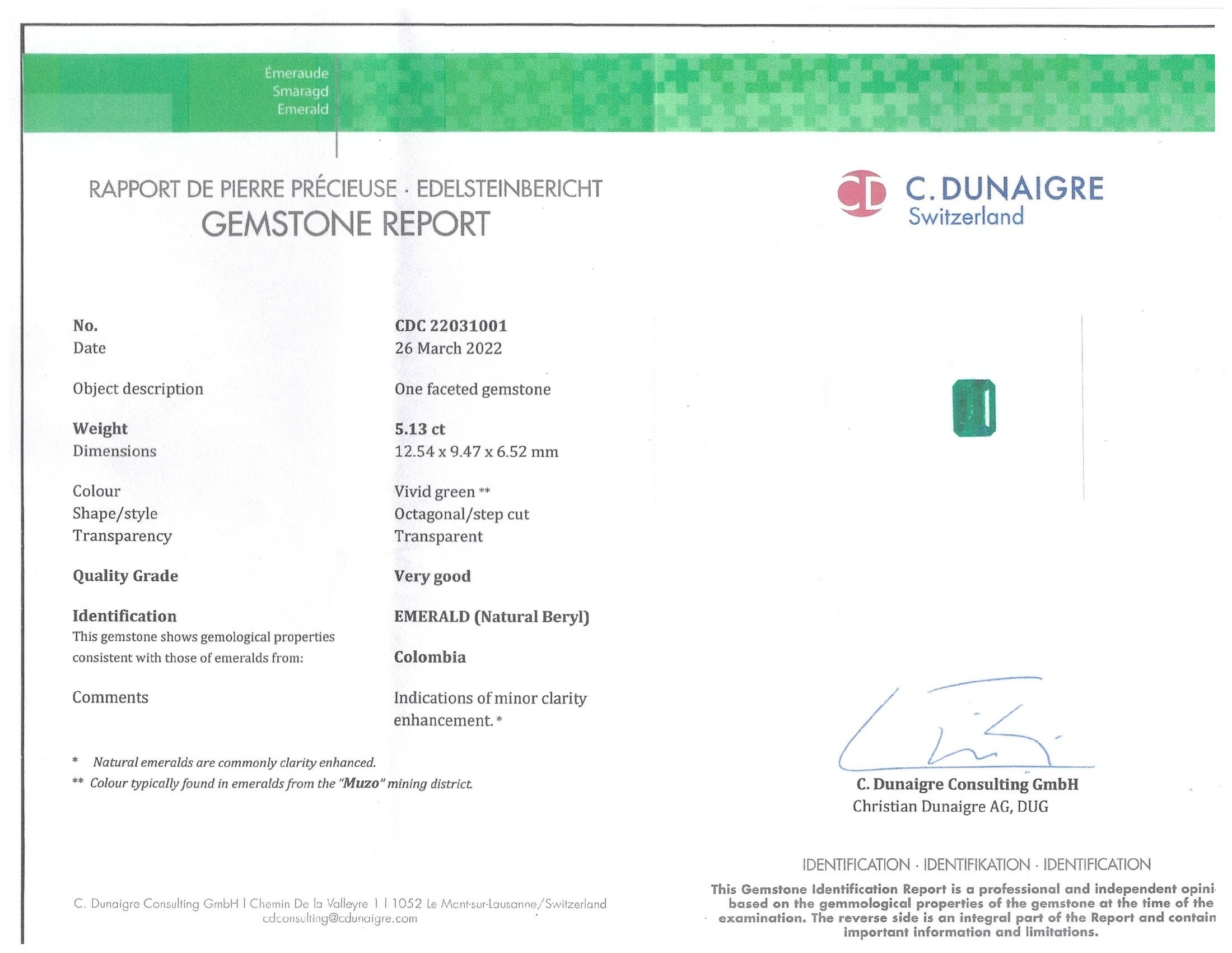 5.13 Ct. Emerald from Colombia