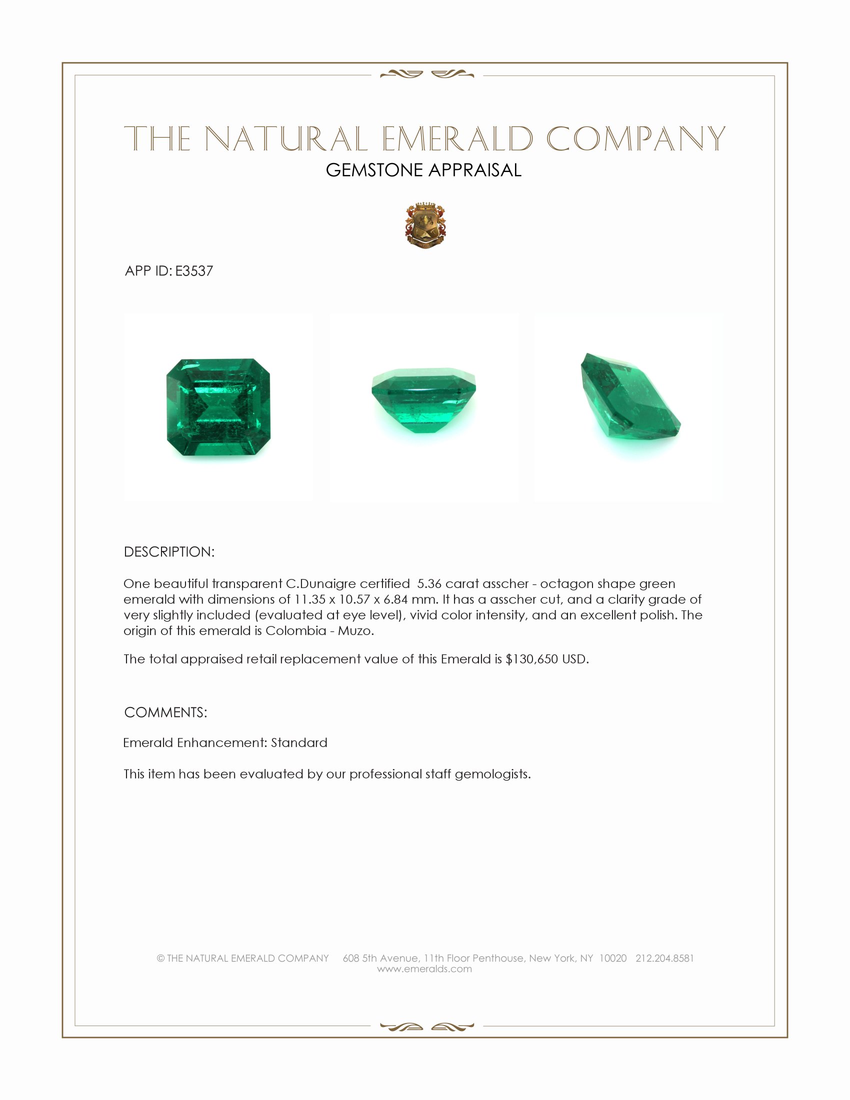 5.36 Ct. Emerald from Colombia - Muzo