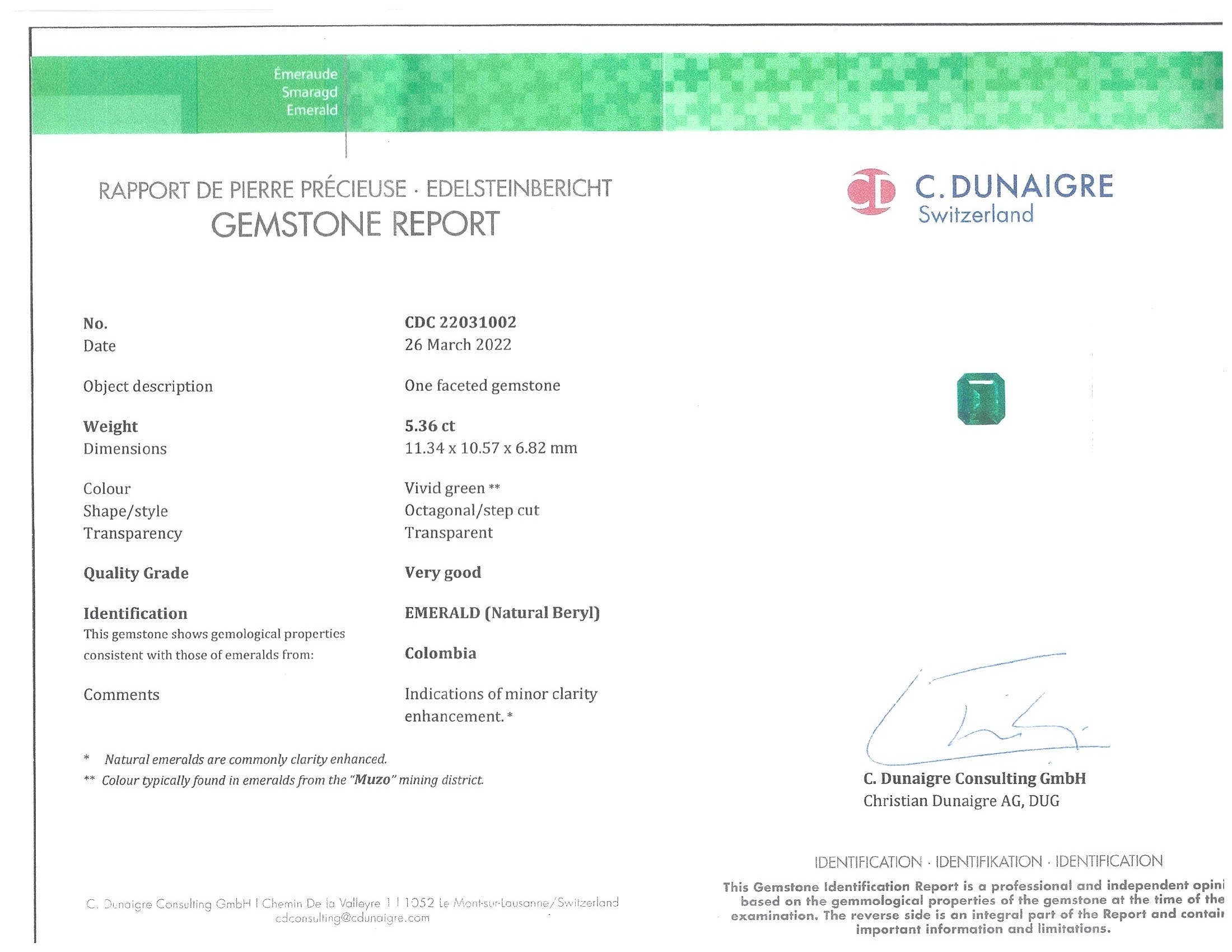 5.36 Ct. Emerald from Colombia