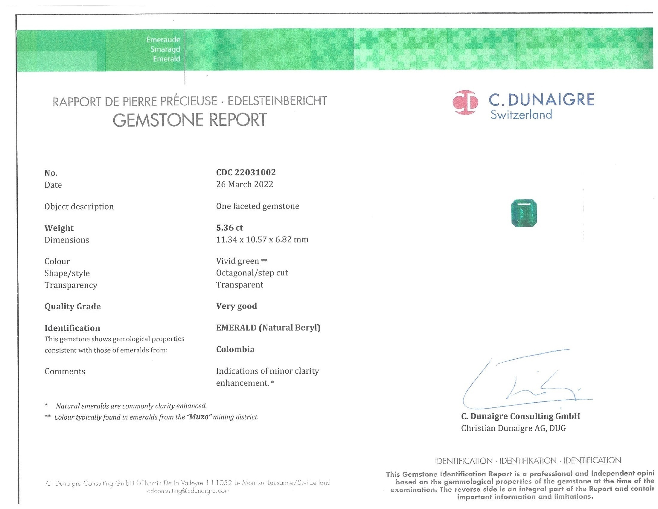 5.36 Ct. Emerald from Colombia - Muzo