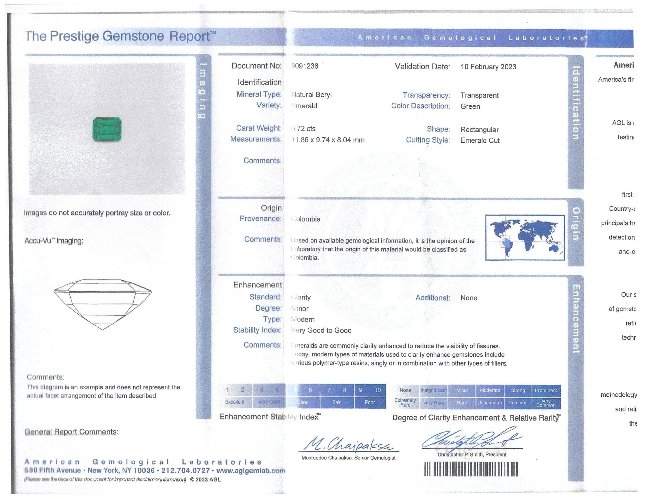 6.72 Ct. Emerald from Colombia