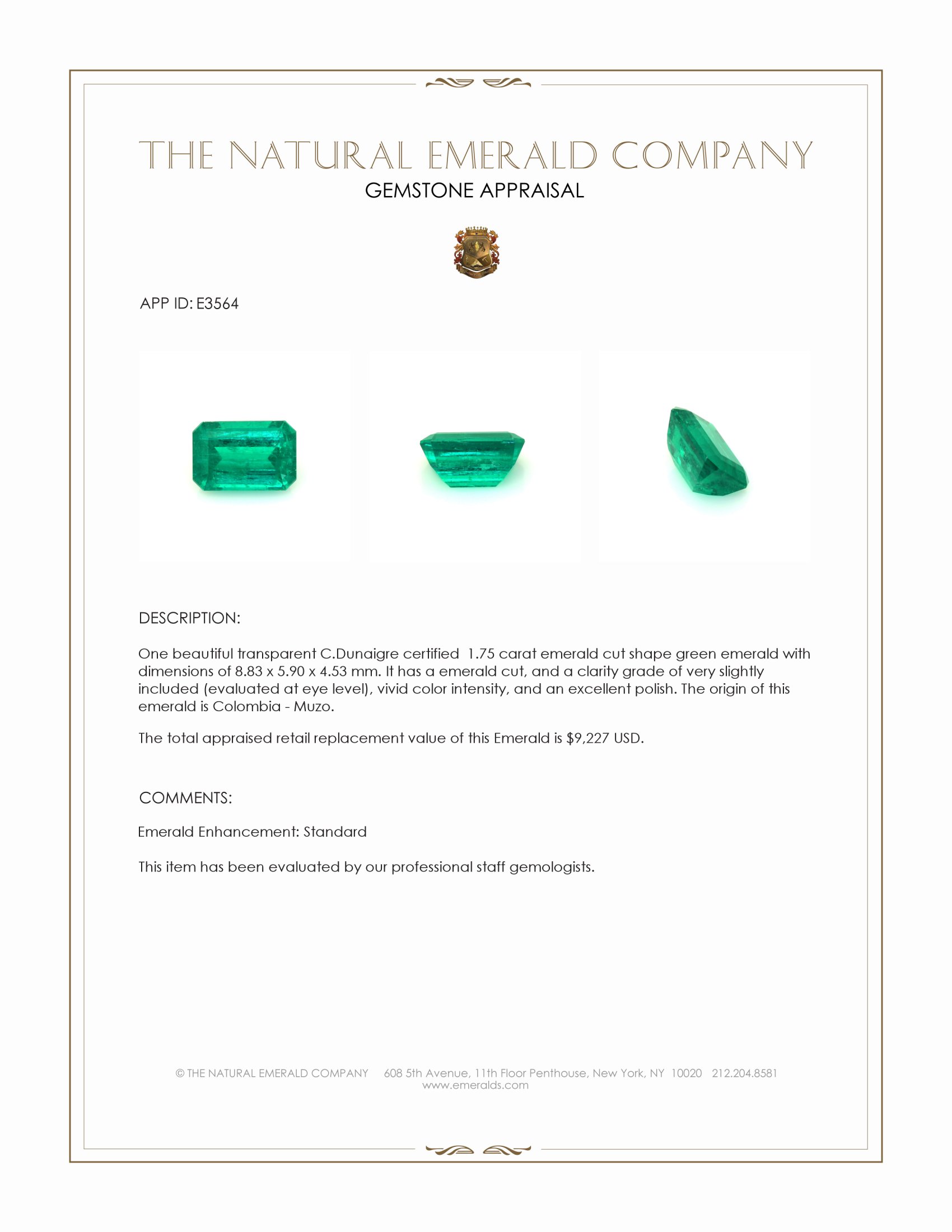 1.75 Ct. Emerald from Colombia - Muzo