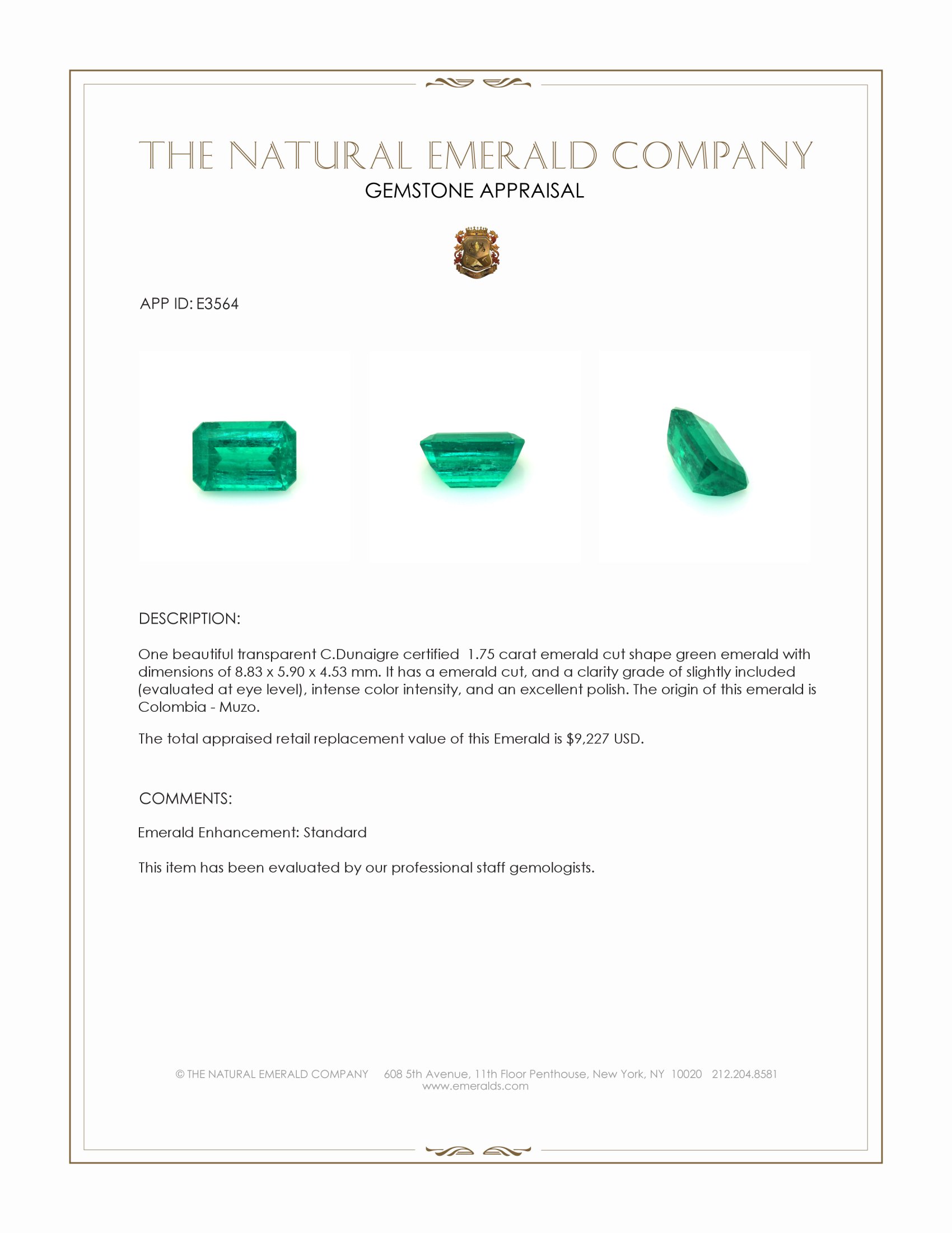 1.75 Ct. Emerald from Colombia - Muzo