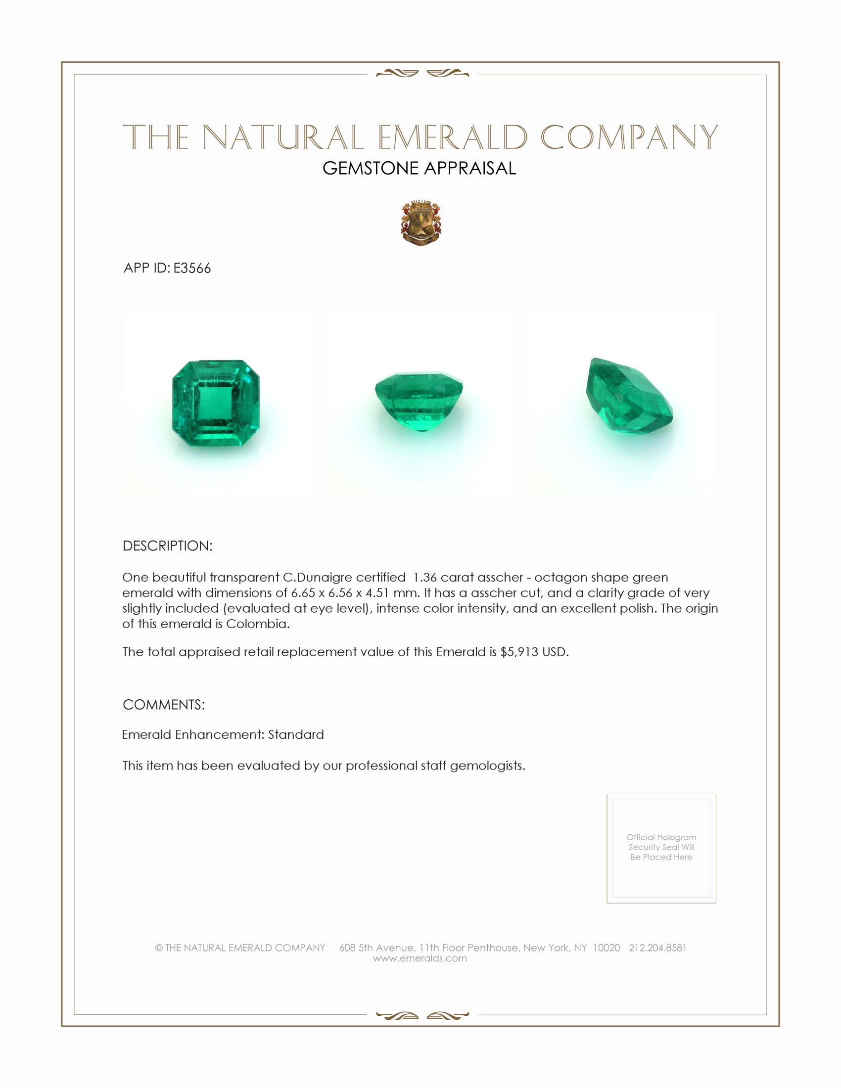 1.36 Ct. Emerald from Colombia